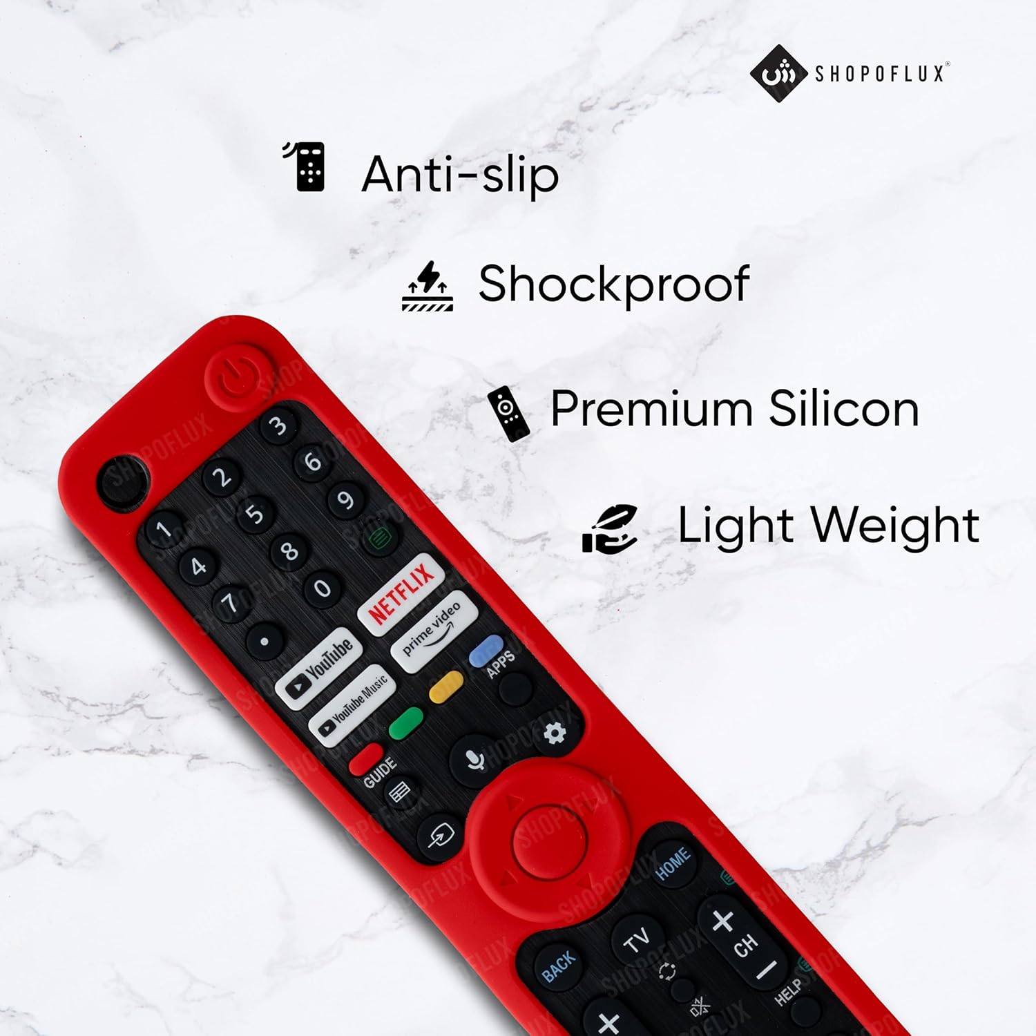 SHOPOFLUX Silicone Heavy Duty Armor Case Cover Compatible with Sony Smart Tv Voice Remote RMF-TX520P A80J X80J X85J X90J X95J Remote Cover [Remote NOT Included] (RED) Shopoflux