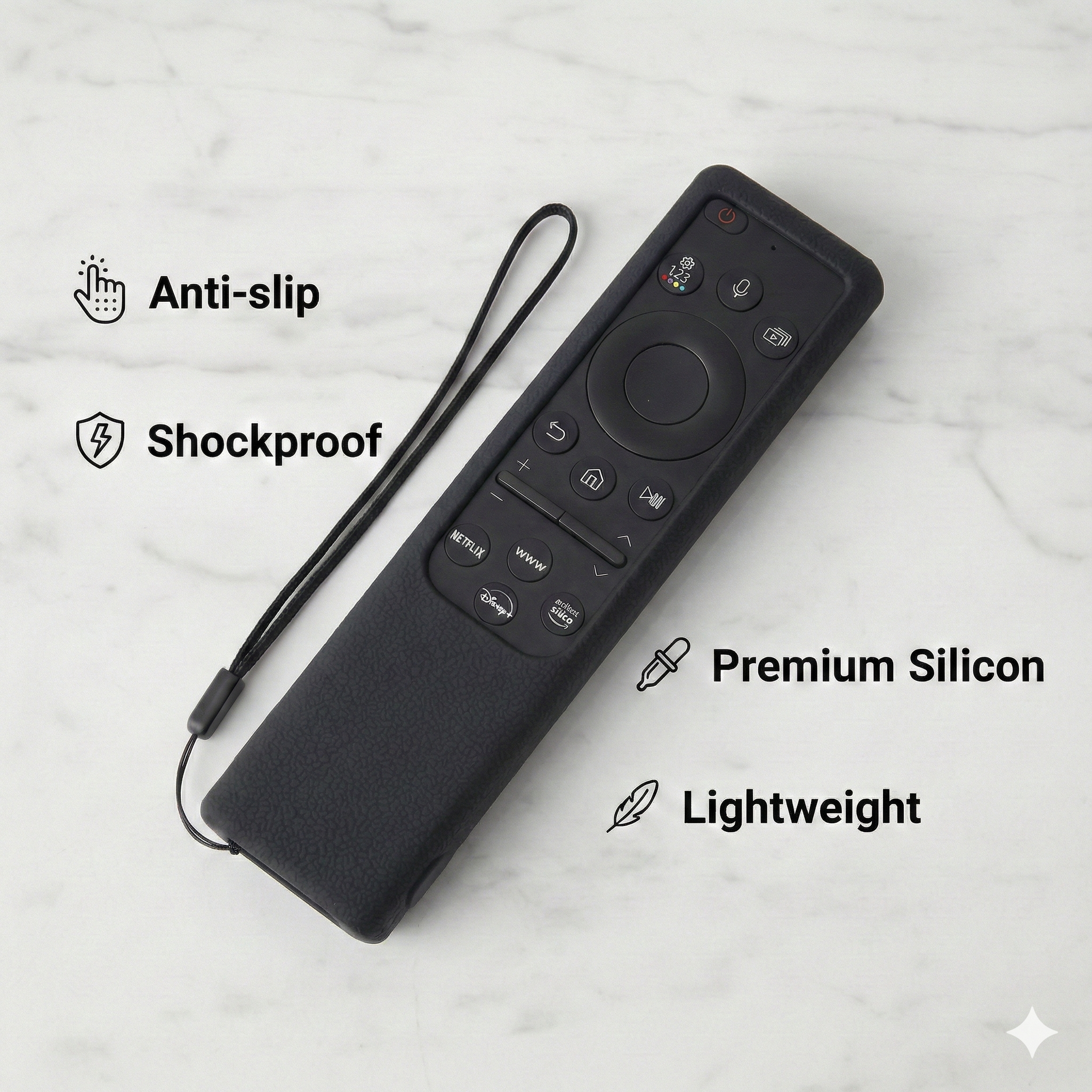 SHOPOFLUX Silicone Tv Remote Cover Compatible with Samsung Smart Tv Remote Without Sollar [Remote NOT Included] (Black) Shopoflux
