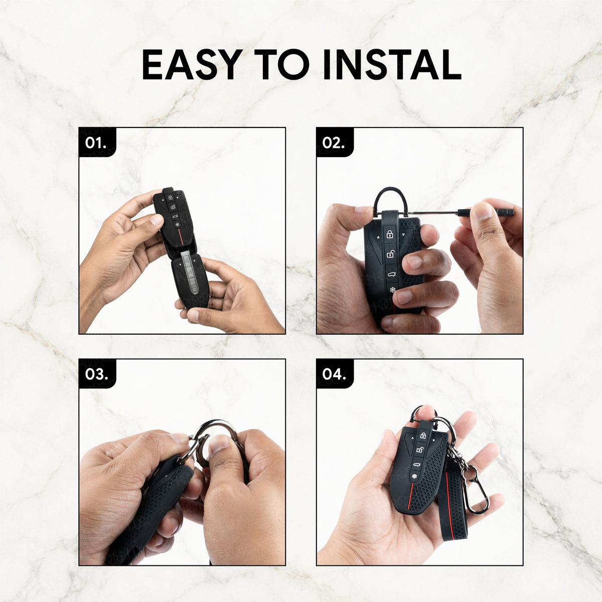 SHOPOFLUX Silicone Car Key Cover Compatible for Mercedes Benz C E M S CLS CLK GLK GLC G Class 3 Button Smart Key - Black (Silicone Black)