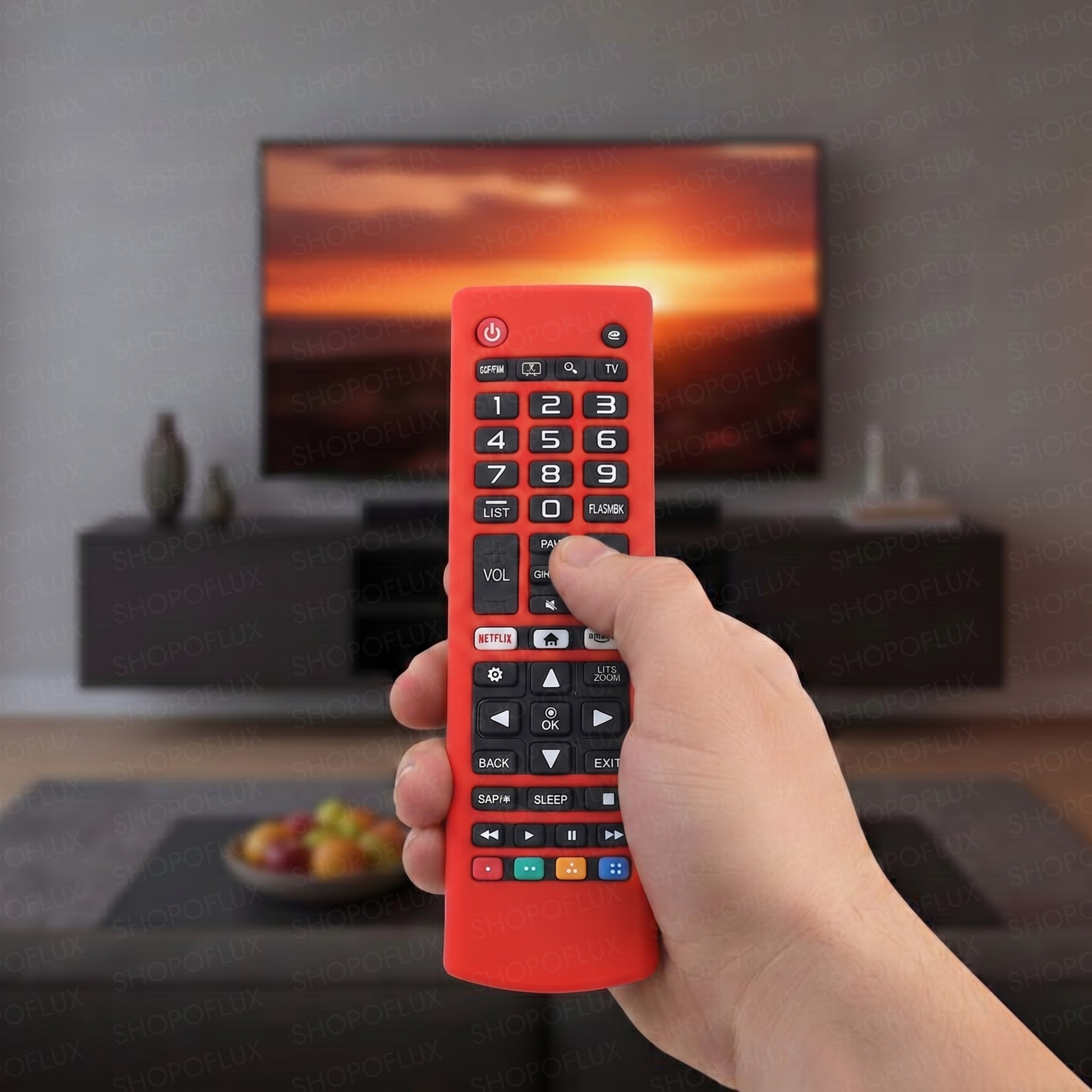 Shopoflux Silicone Tv Remote Cover Compatible with LG Smart TV Remote Full Wrap Protective Case with Lanyard [Remote NOT Included] (Red)