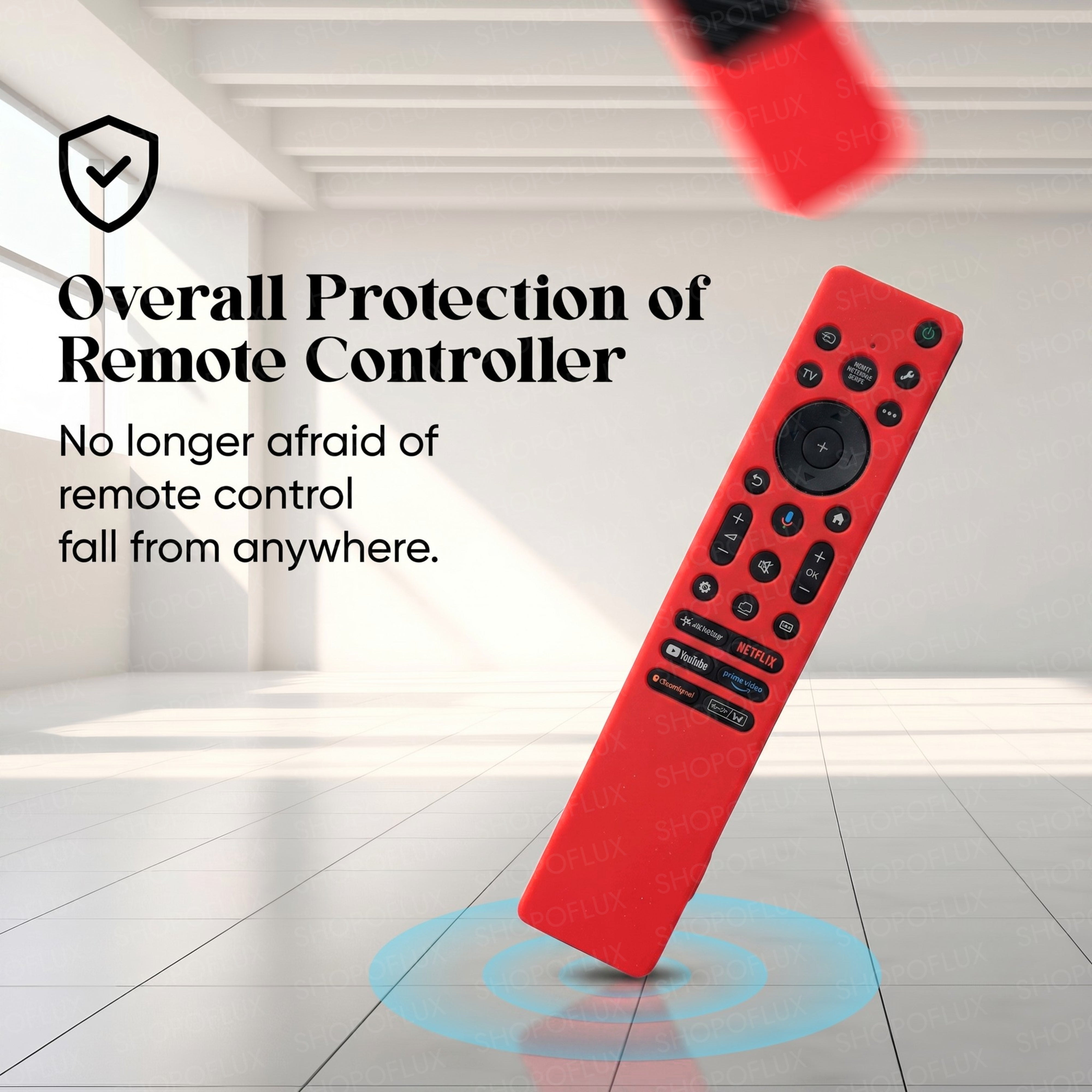 SHOPOFLUX Silicone Cover Compatible with Sony Bravia Smart Tv Voice Remote Case with Lanyard [Remote NOT Included]