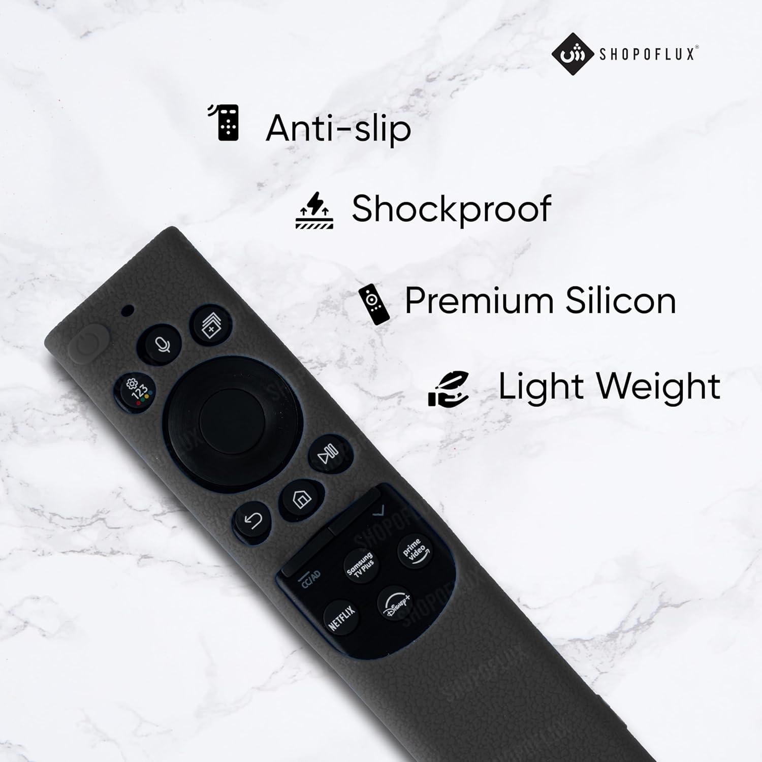 Shopoflux Silicone TV Remote Cover Compatible with Samsung 2022 Smart TV Remote QLED TV BN68-13897A / TM2280E Protective Case (Black) Shopoflux