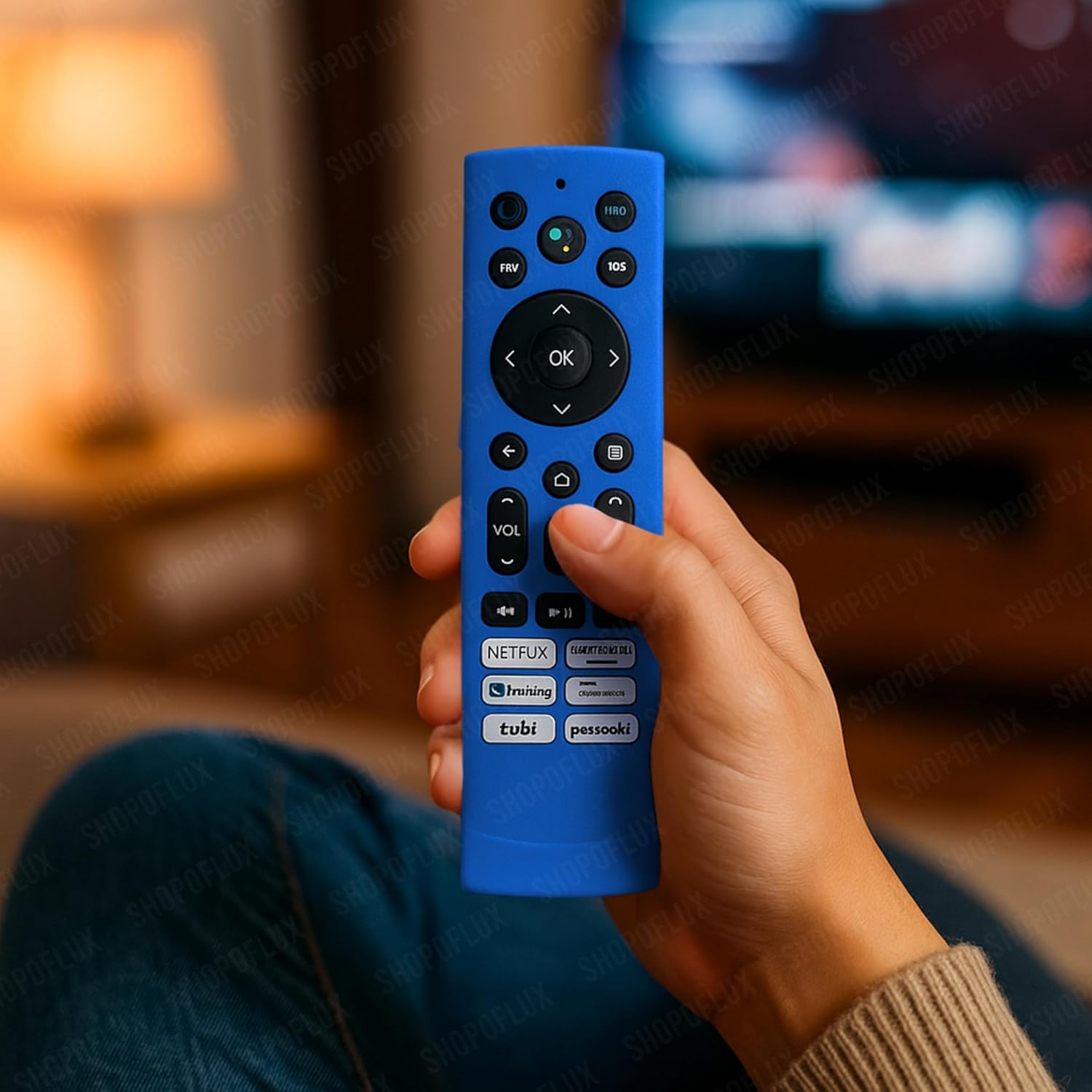 Shopoflux Silicone TV Remote Cover Compatible with Hisense Smart TV Remote VU GloLED Series Tv Remote Cover [Remote NOT Included] (Blue) Shopoflux