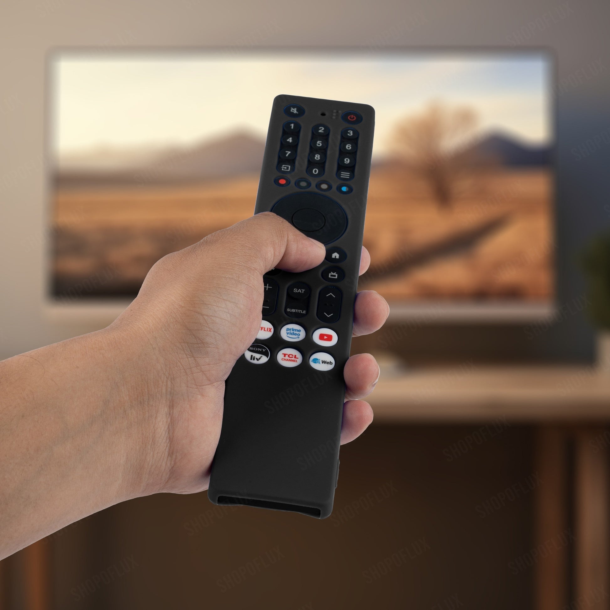 SHOPOFLUX Silicone TV Remote Cover Compatible with TCL Tv Remote RC833A 4K QLED Google TV Protective Case [Remote NOT Included] (Black) Shopoflux