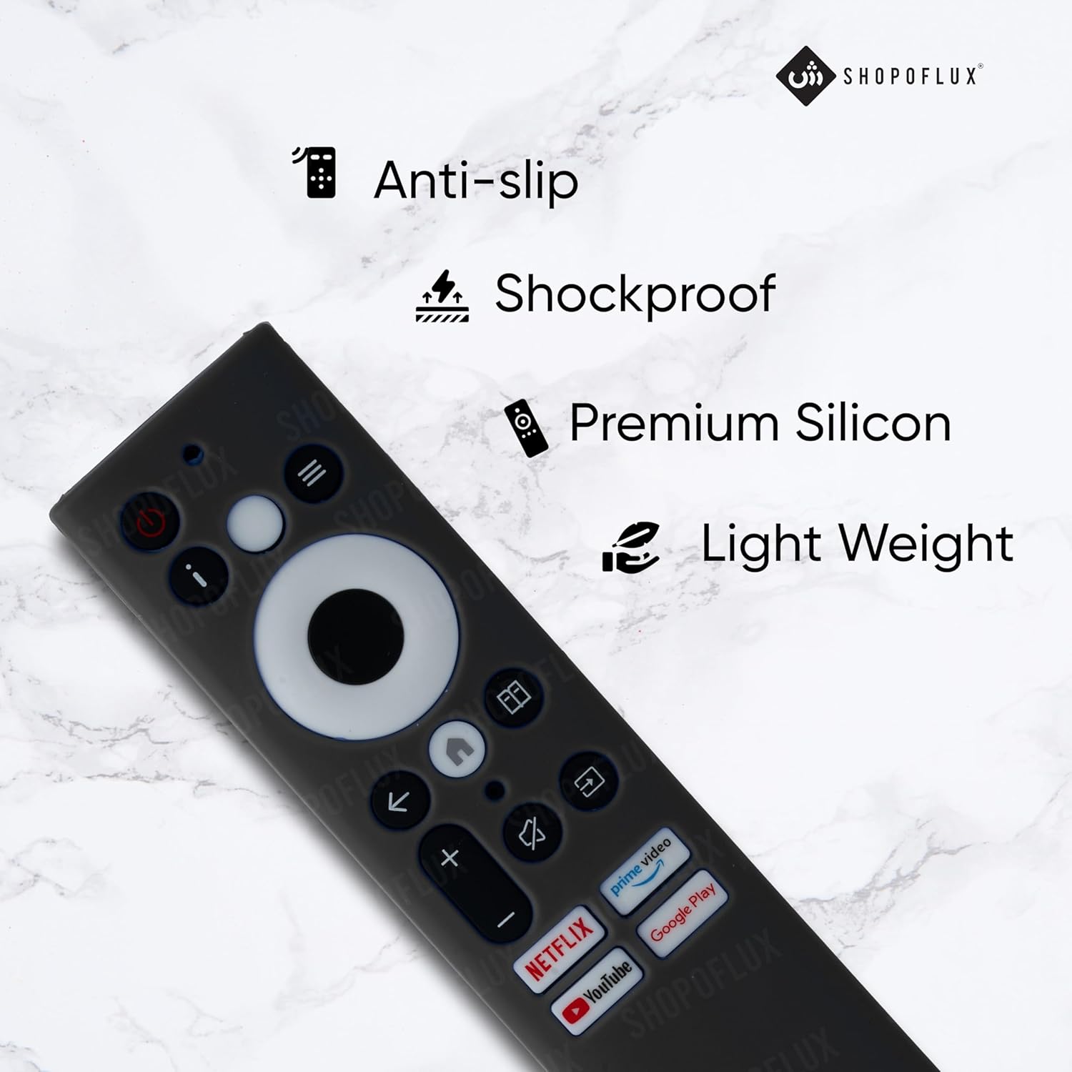 Shopoflux Silicone Cover case Compatible with Sansui Croma Haier Blaupunkt Motorola Smart Tv Remote Protective Case [Remote NOT Included] (Black) Shopoflux