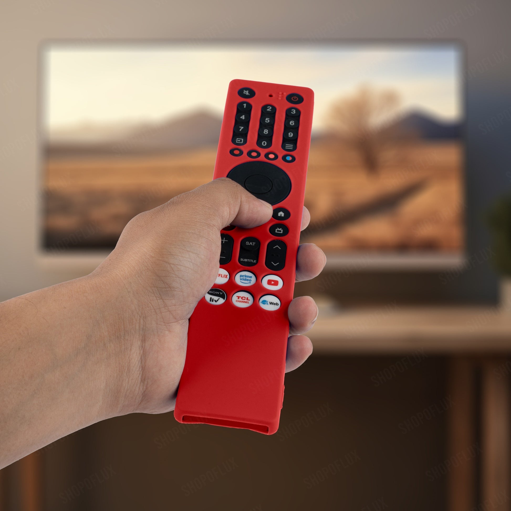 SHOPOFLUX Silicone TV Remote Cover Compatible with TCL Tv Remote RC833A 4K QLED Google TV Protective Case [Remote NOT Included] (Red) Shopoflux