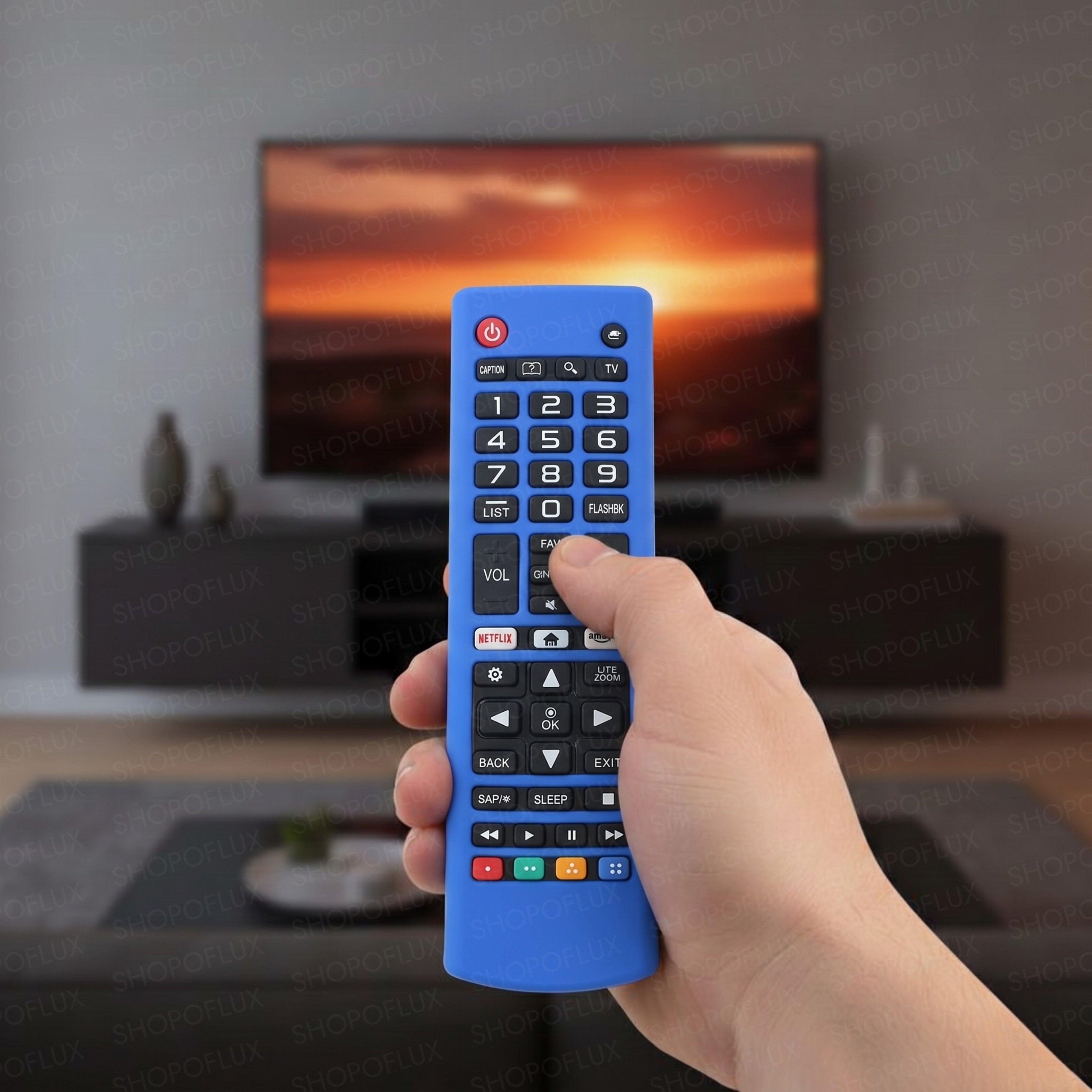 Shopoflux Silicone Tv Remote Cover Compatible with LG Smart TV Remote Full Wrap Protective Case with Lanyard [Remote NOT Included] (Blue)