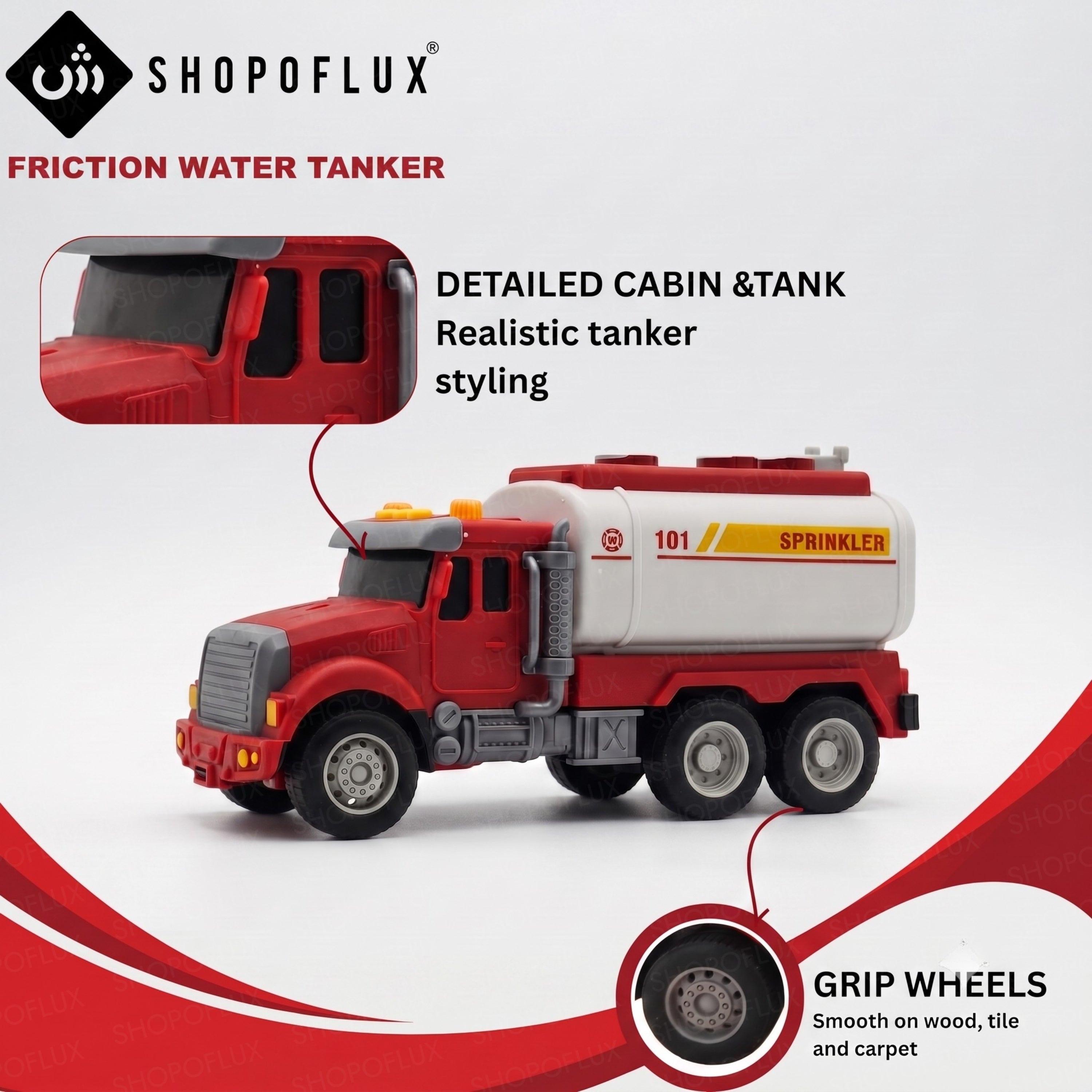SHOPOFLUX Construction Tanker Truck Toy with Friction Powered Push and Go Truck Toys for Kids, Boys and Girls Aged 3+ Year