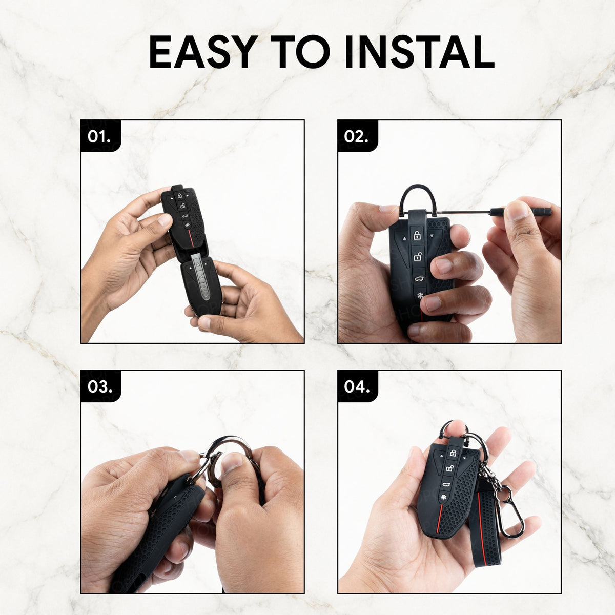 SHOPOFLUX Metal key Cover Compatible with Suzuki Dzire | Ertiga 3 button smart key (Black) (Pack 1)