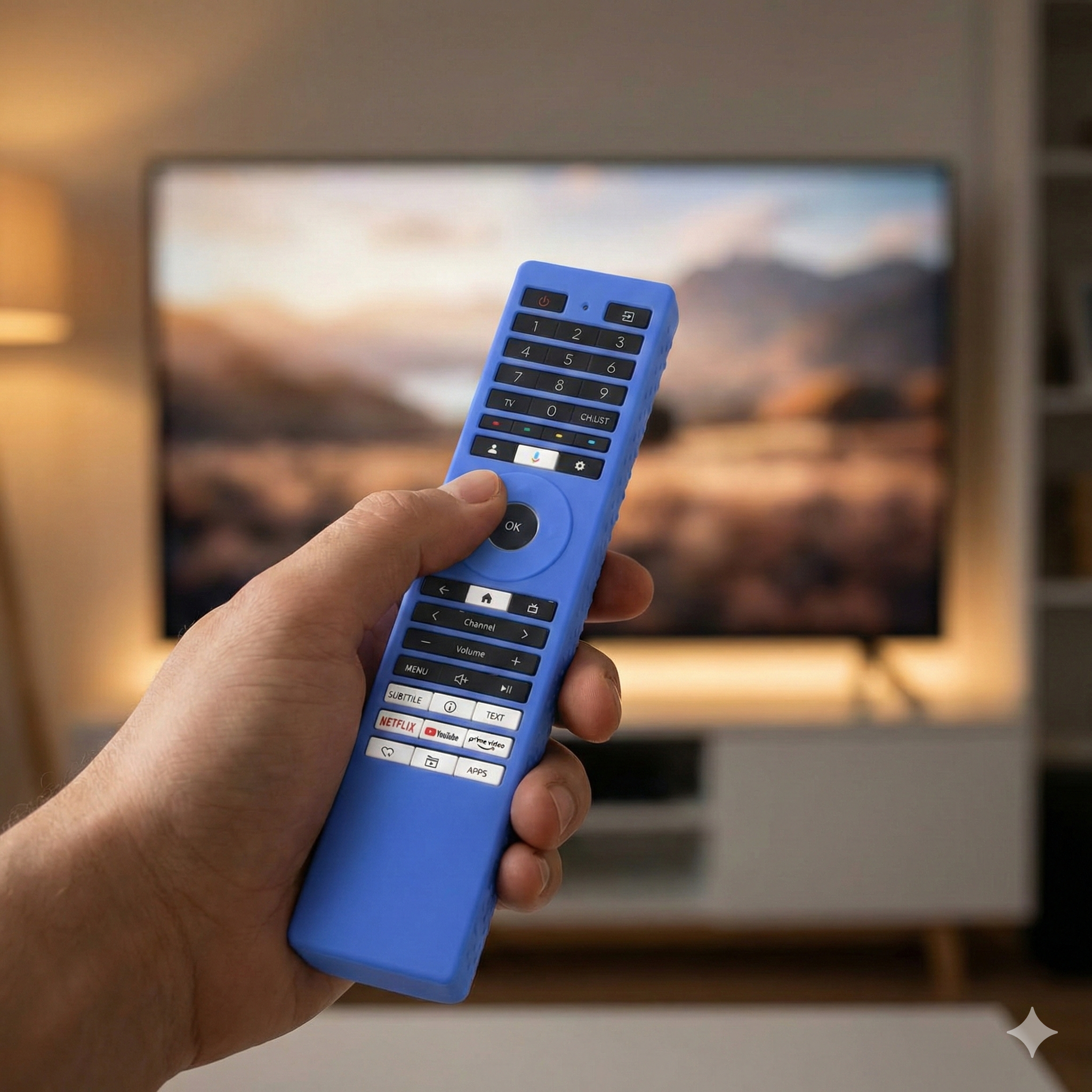 SHOPOFLUX Silicone TV Remote Cover Compatible with Toshiba Smart TV Protective Case with Lanyard (Blue) Shopoflux