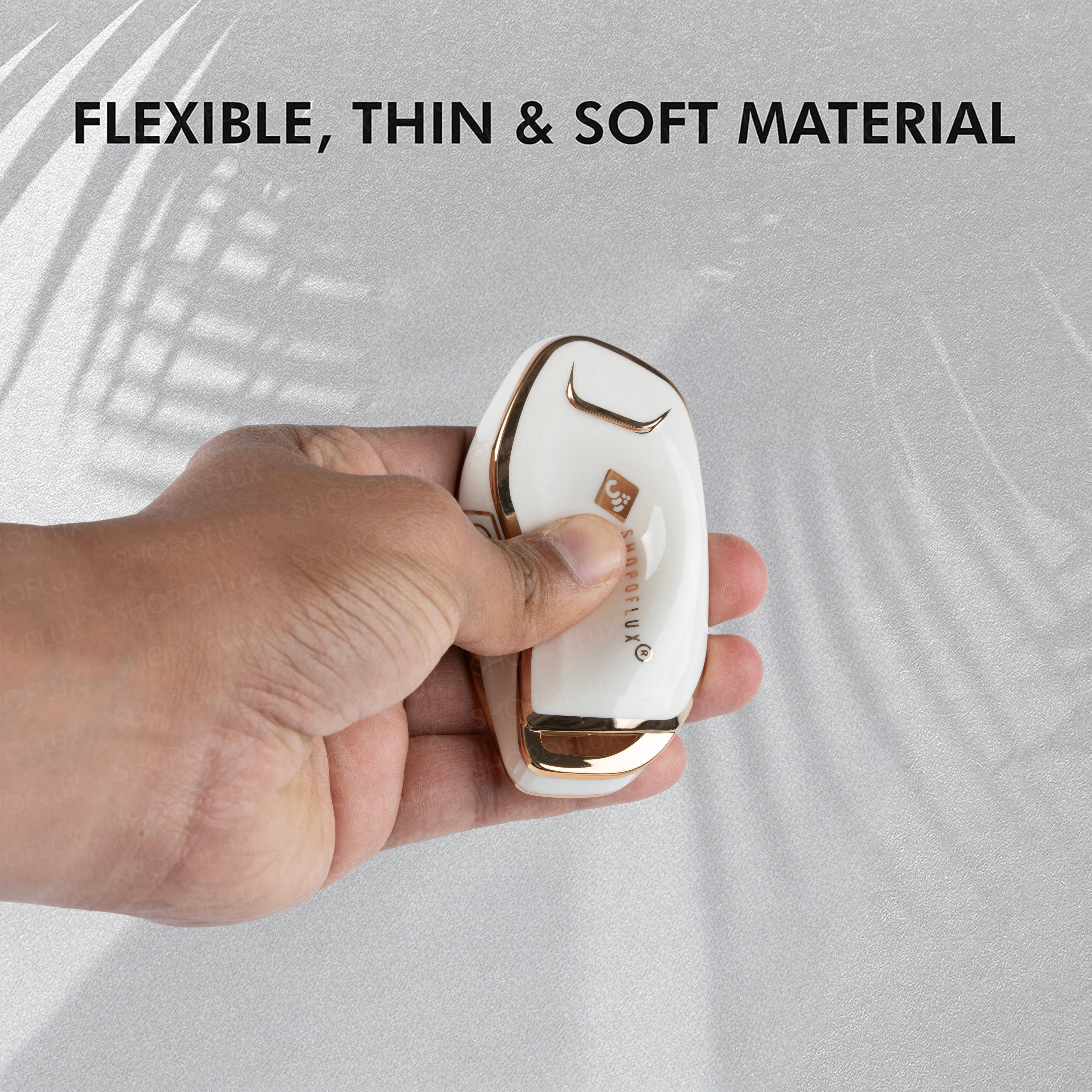 SHOPOFLUX TPU Key Cover Compatible with Kia Syros, Seltos, EV6 EV9 4 Button Smart Key (Pack of 1) (White)