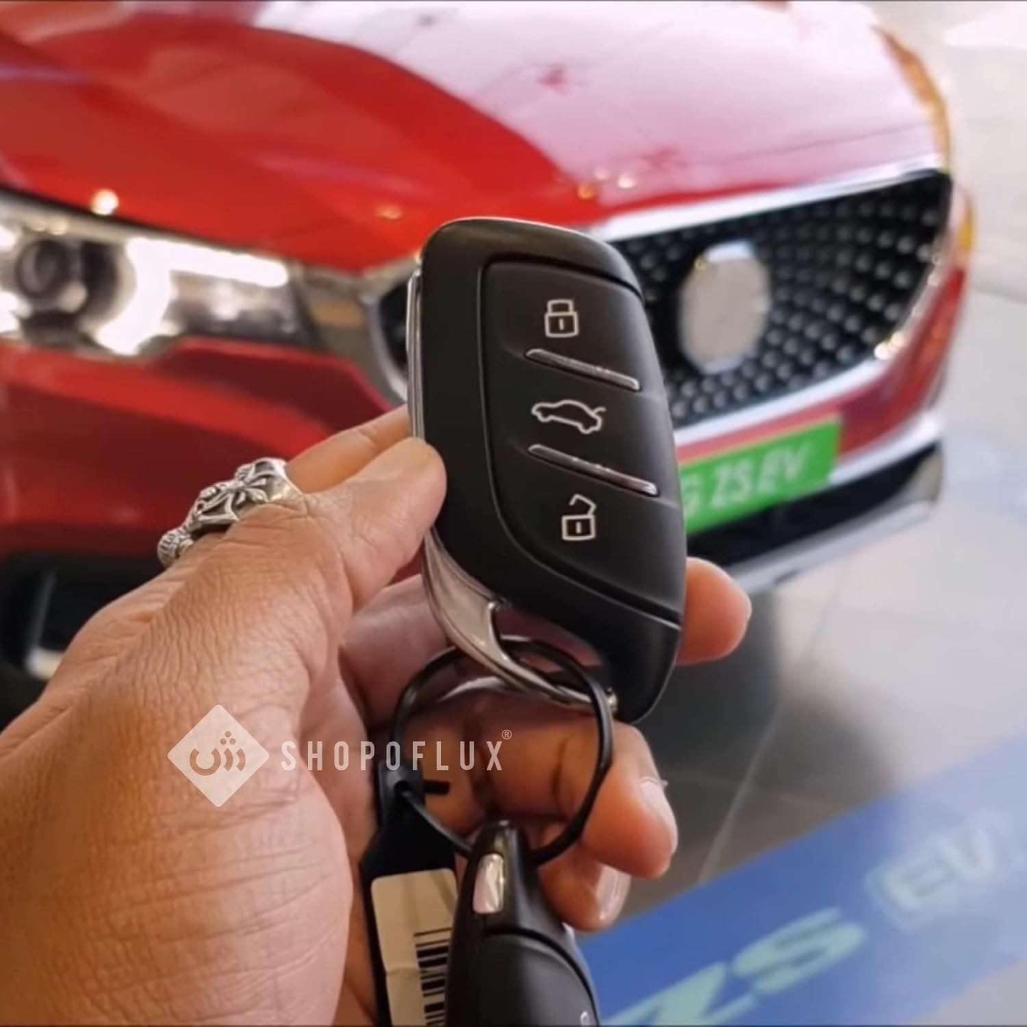 SHOPOFLUX Metal Key Cover Compatible with MG ZS EV Electric | Astor 3 Button Smart Key