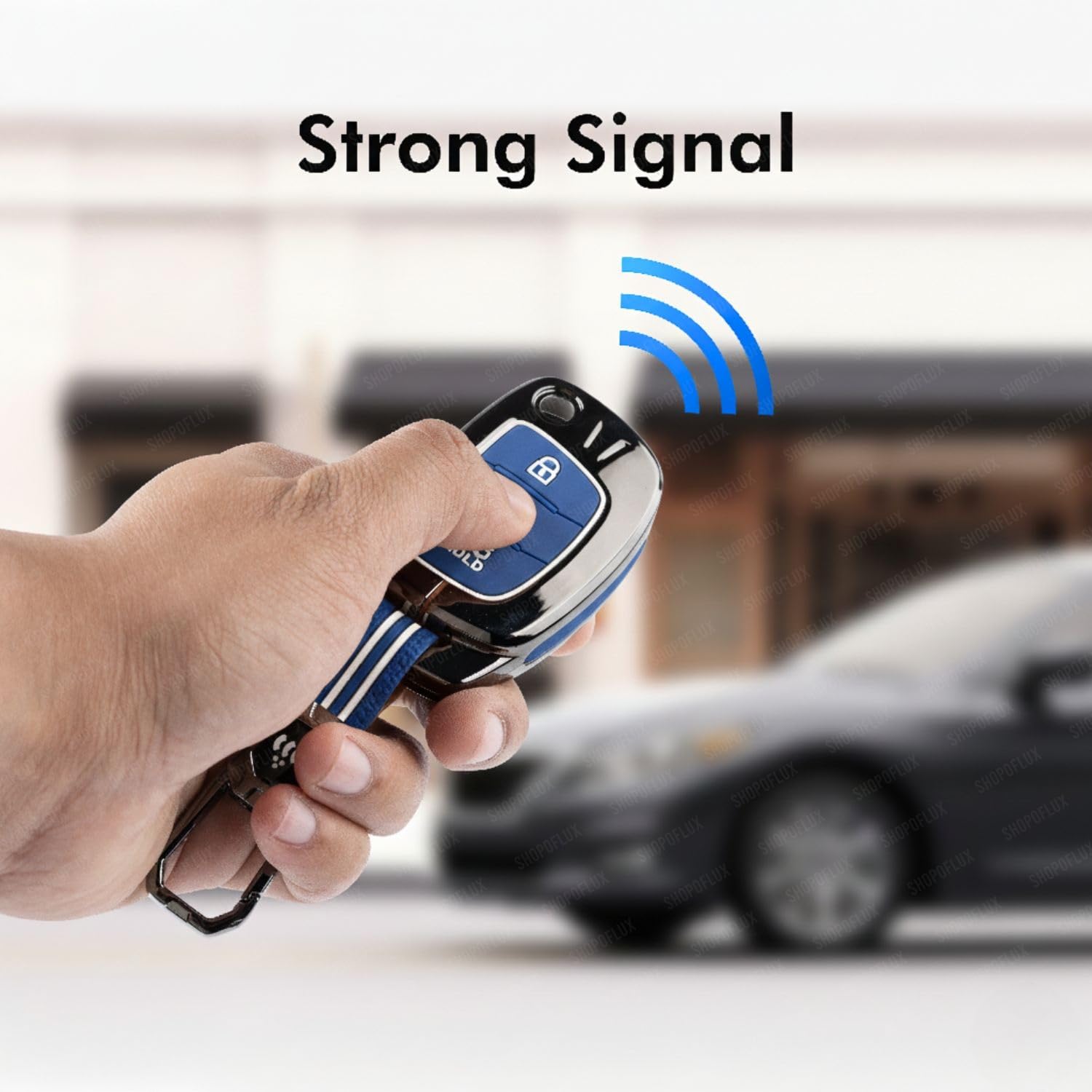 SHOPOFLUX Metal Key Cover for Hyundai Hyundai Creta, Venue, Tucson, Alcazar, I20, Grand i10 Nios, Aura, Xcent, Exter 3 Button Flip Key Only (Metal Blue Silicone) Shopoflux