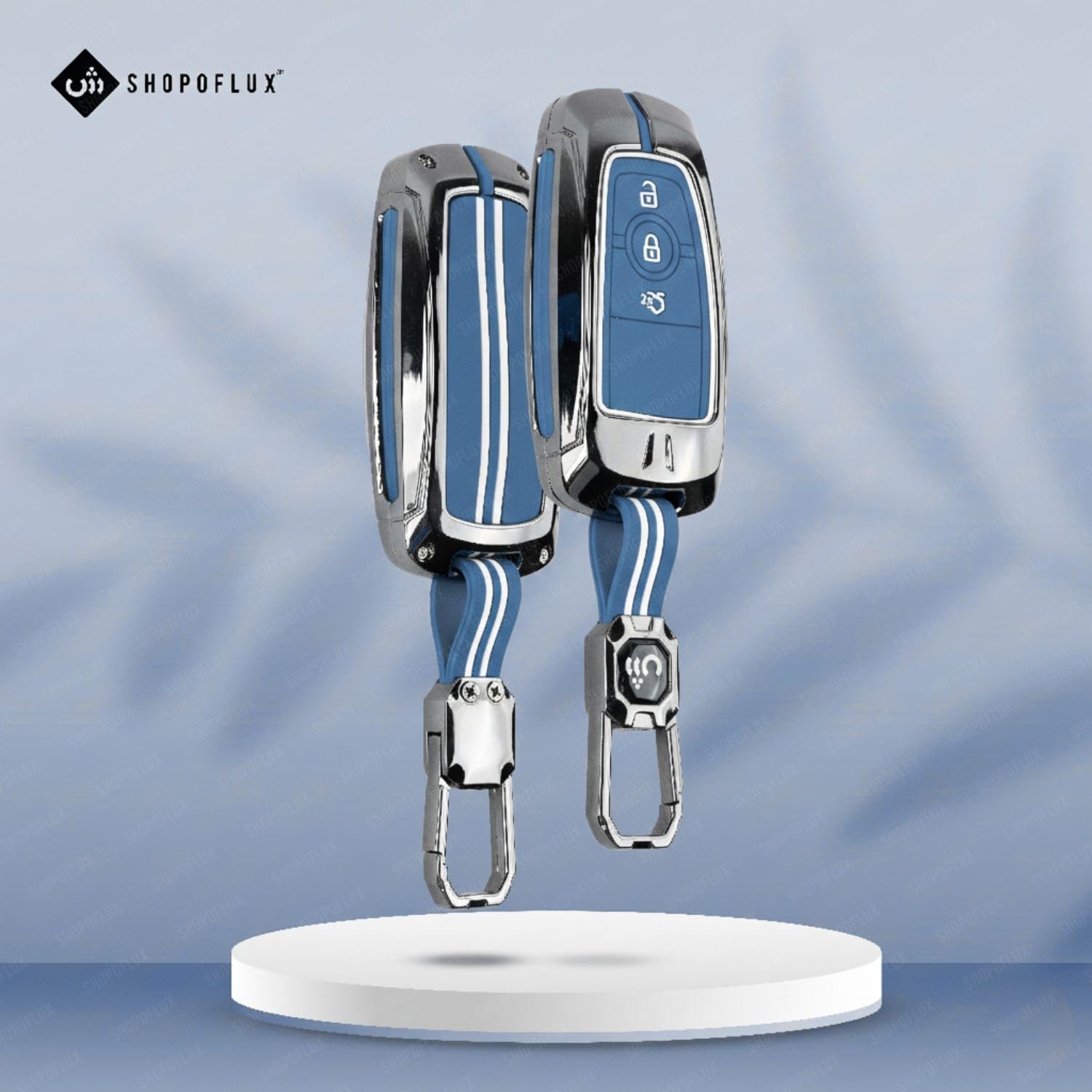 SHOPOFLUX Metal Key Cover Compatible for Endeavour | Figo | Aspire | Freestyle Titanium 3 Button Smart Key Shopoflux