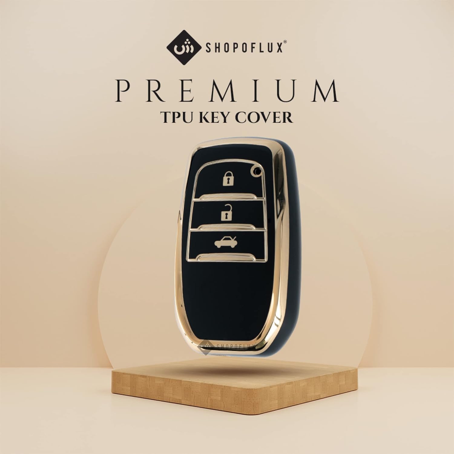 SHOPOFLUX TPU Key Cover Compatible with Toyota Fortuner | Fortuner Legender | Innova Hycross | Invicto 3 Button Smart Key Black & white