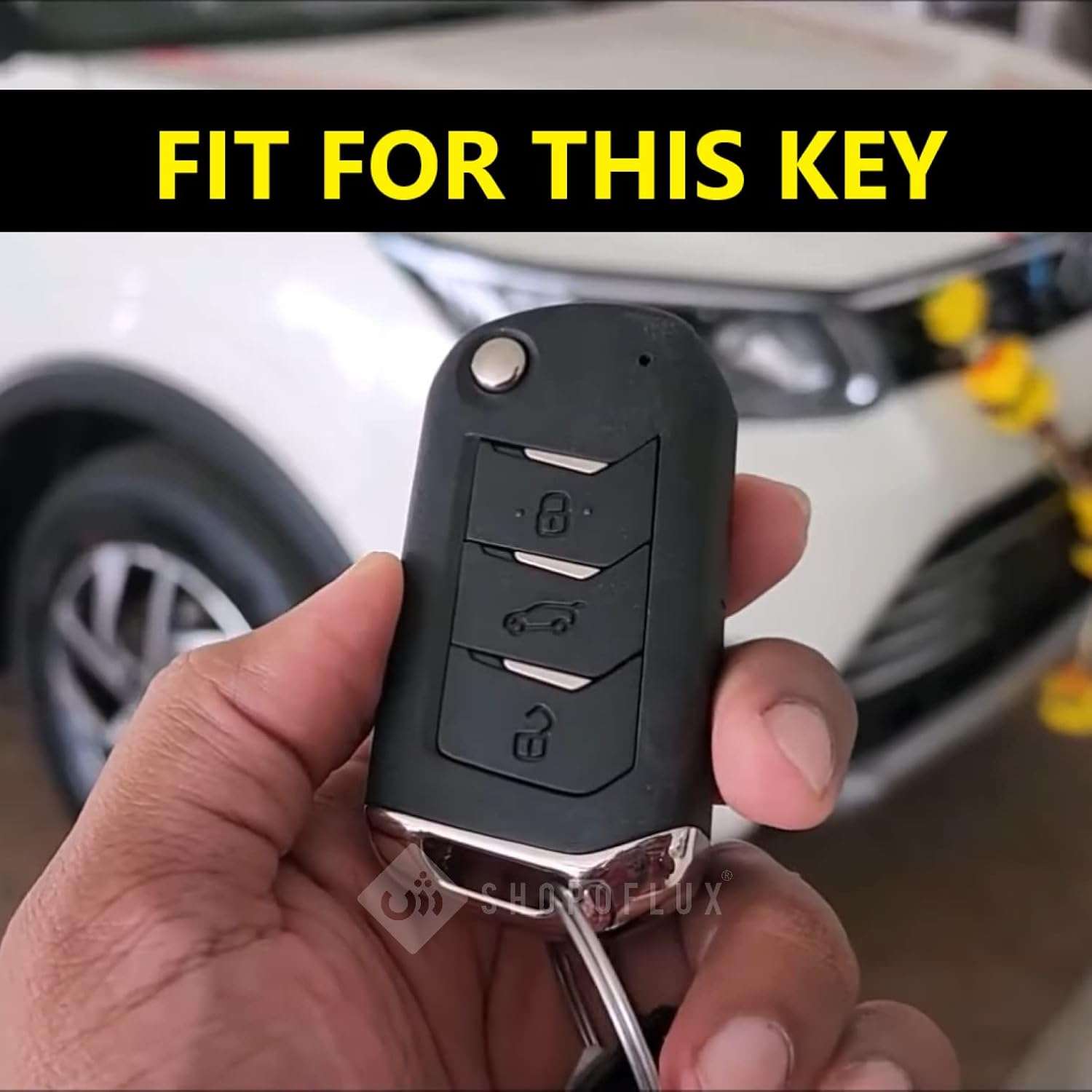 Shopoflux® TPU Key Cover Compatible with Mahindra Scorpio N | 3XO | XUV 300 | Marazzo | XUV 700 | XUV 400 ev | Bolero | Thar Roxx 3 Button Flip Key