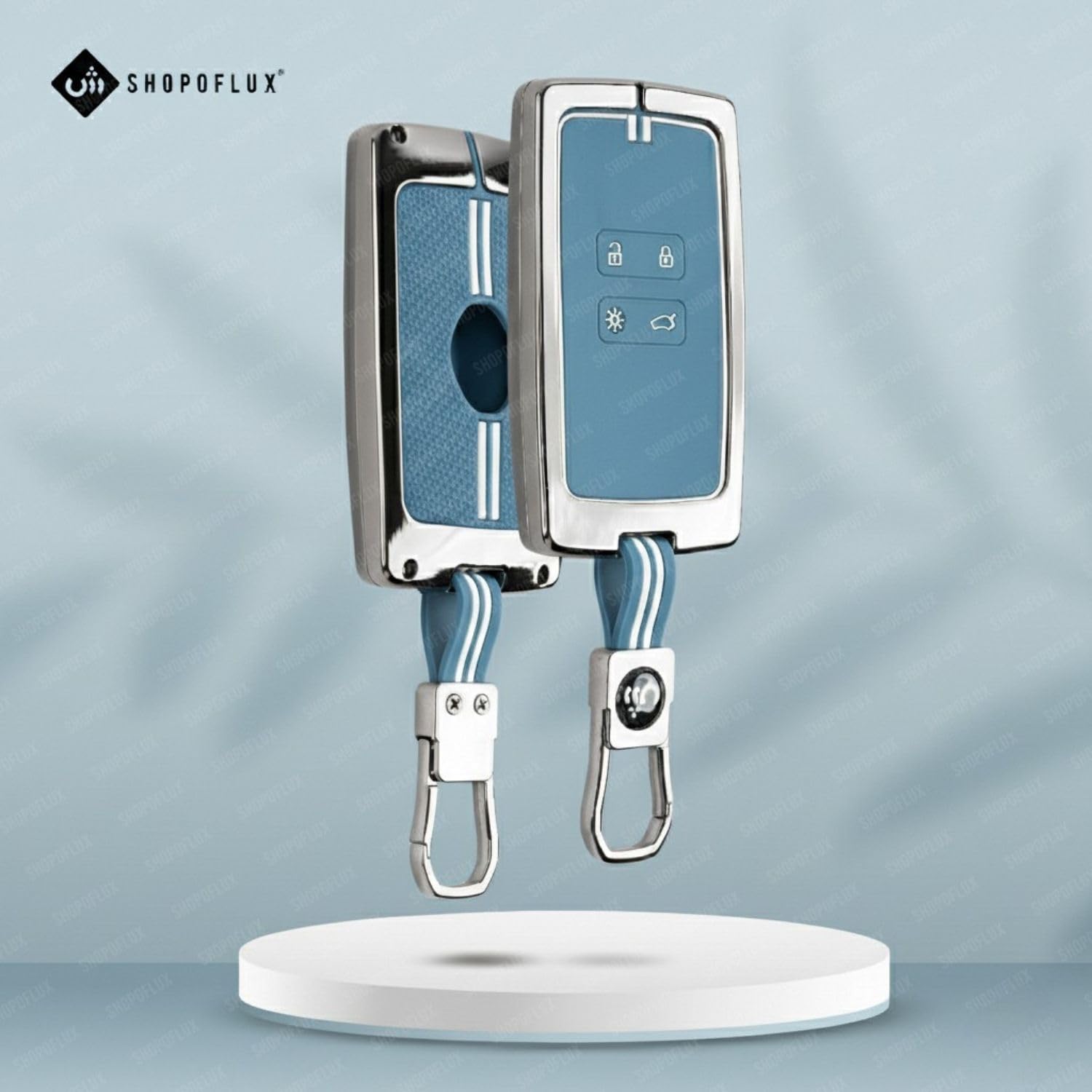 SHOPOFLUX Metal Key Cover Compatible with Renault Triber | Kiger 4 Button Smart Key Shopoflux