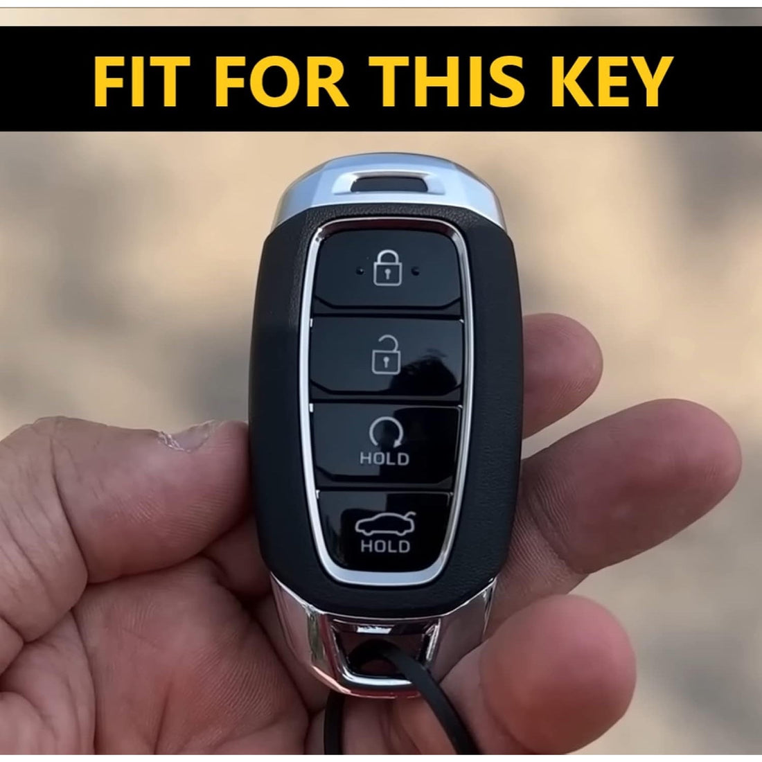 SHOPOFLUX Leather Key Cover Compatible with Hyundai Verna 2024 2023 | i20 Facelift N Line N8 Car 4 Button Smart Key Black