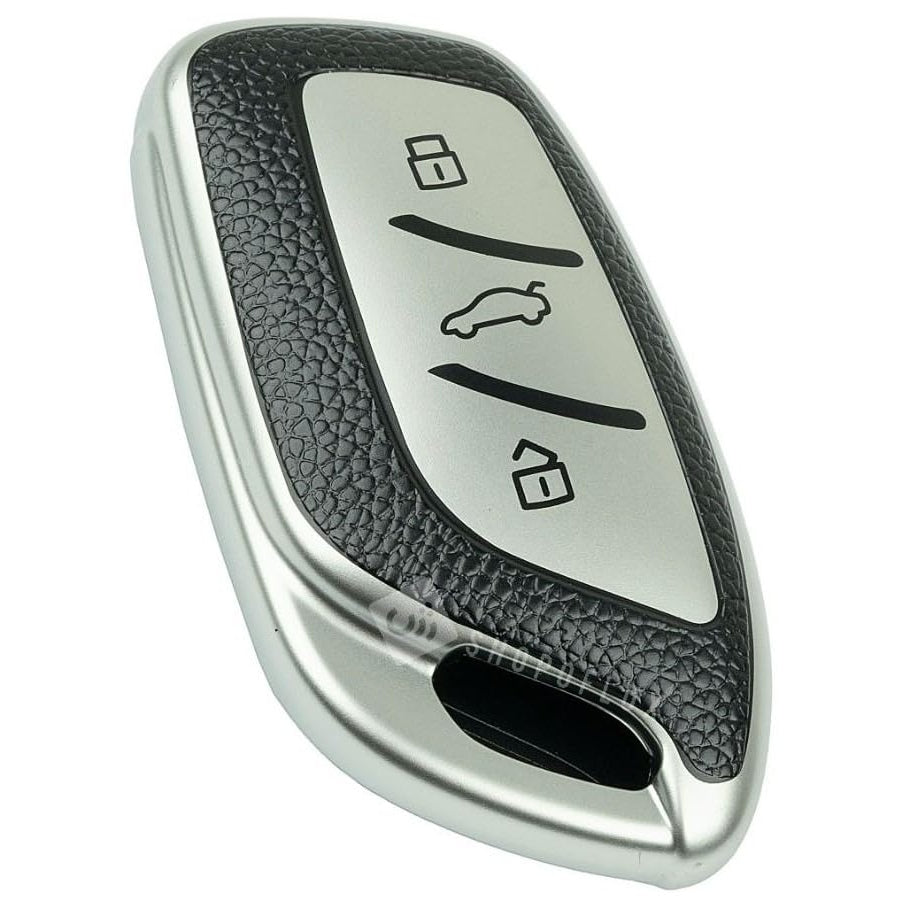 SHOPOFLUX TPU Leather Key Cover Compatible with MG ZS EV Electric | Astor 3 Button Smart Key