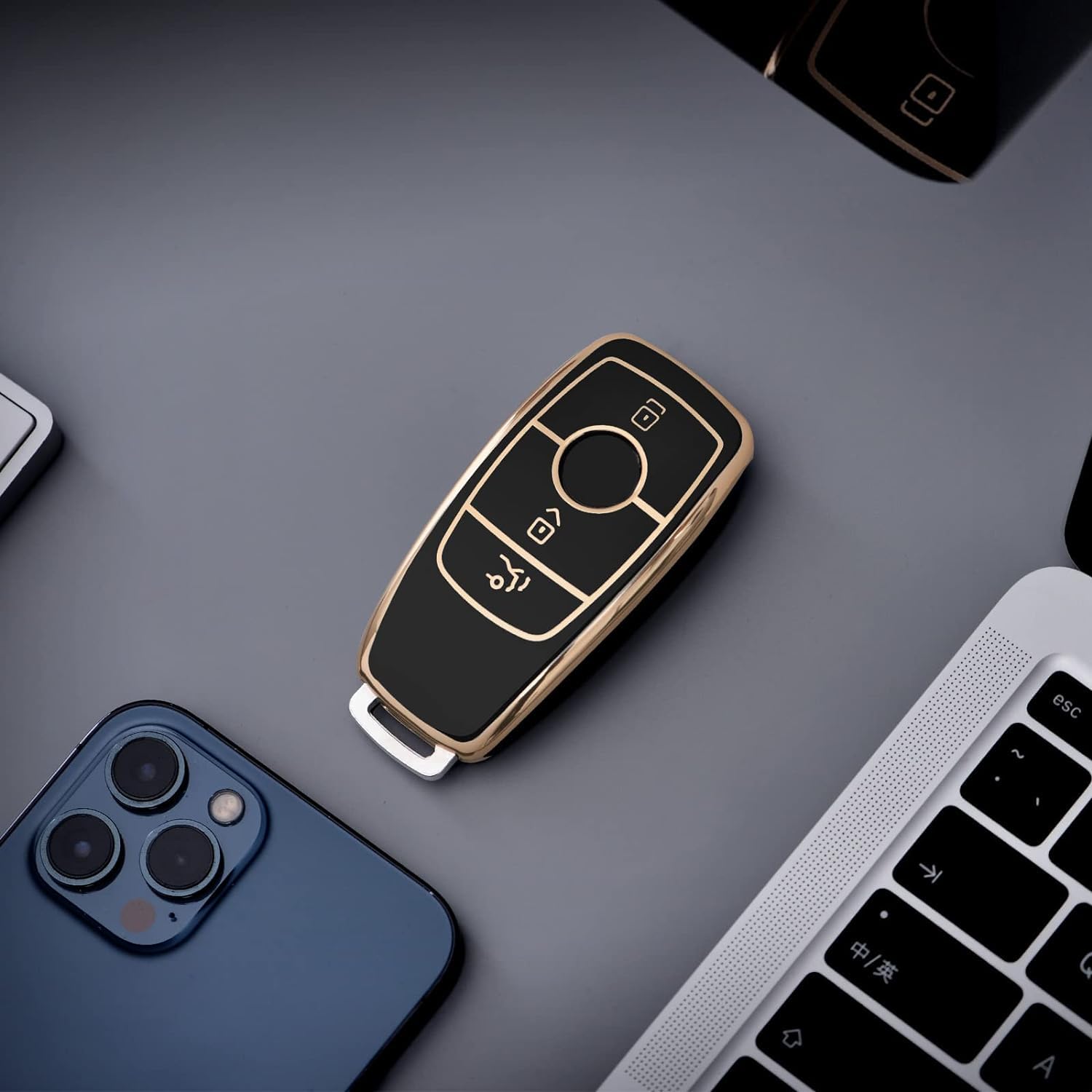 SHOPOFLUX TPU Car Key Cover Compatible for Mercedes Benz E - Class S - Class A - Class C - Class G - Class 2020 Onwards New Smart Key - Black