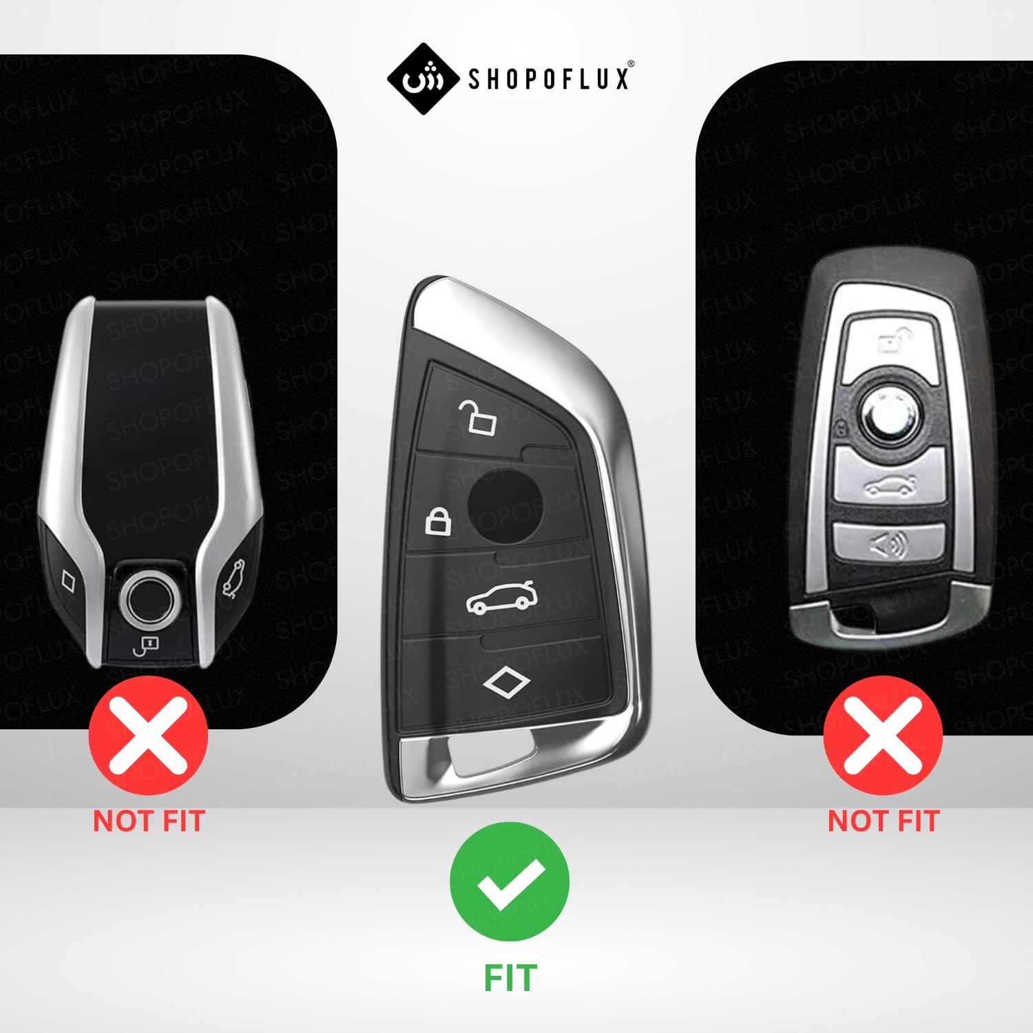 SHOPOFLUX Metal Key Cover Compatible for BMW X1, X3, X6, X5, 5 Series, 6 Series, 7 Series 4 Button Smart Key Shopoflux