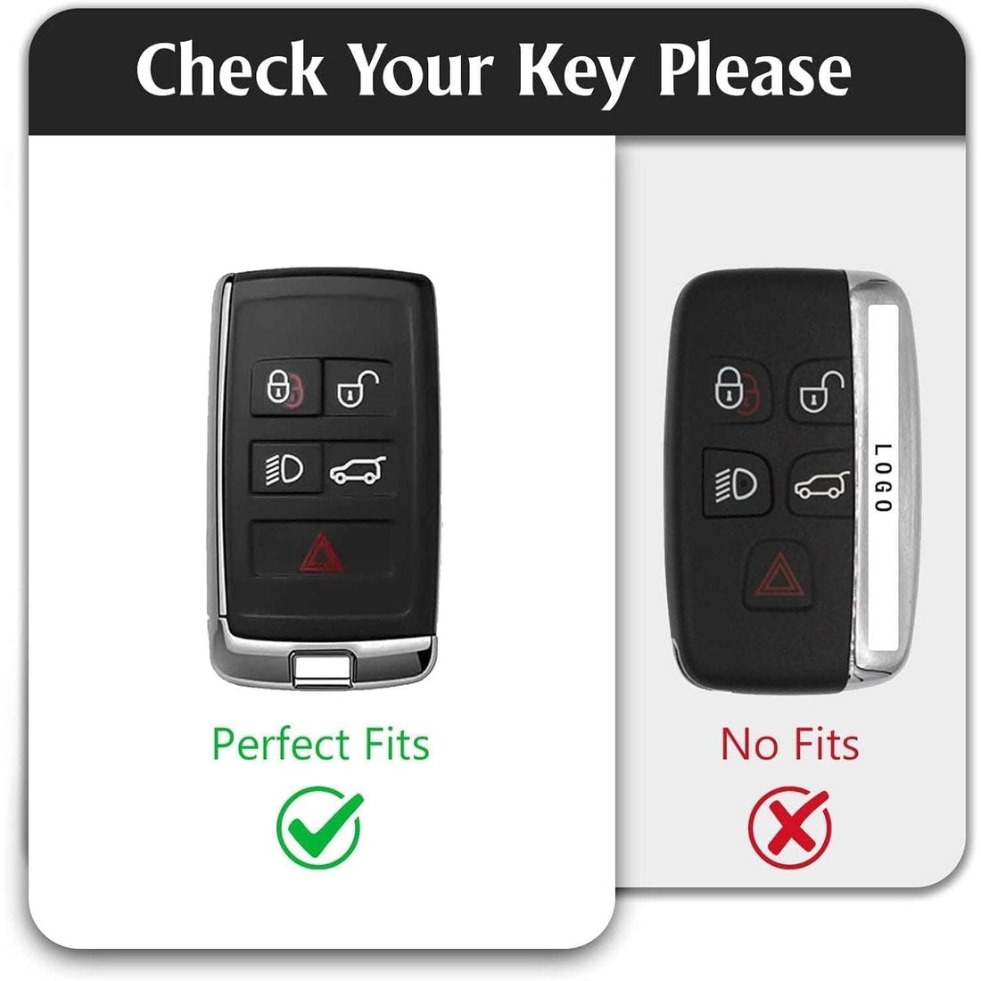 SHOPOFLUX Metal Key Cover Compatible for Range Rover : Sport, Evoque, Velar, Discovery, Defender 5 Button Smart Key - Black
