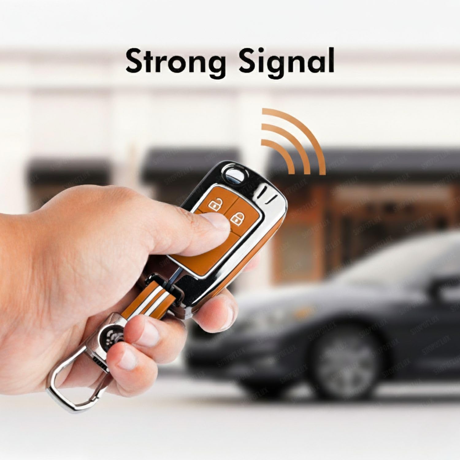 SHOPOFLUX Metal Key Cover Compatible for Chevrolet Cruze | Beat | Avio | Spark 3 Button Flip Key Only (Metal Silicone Brown)