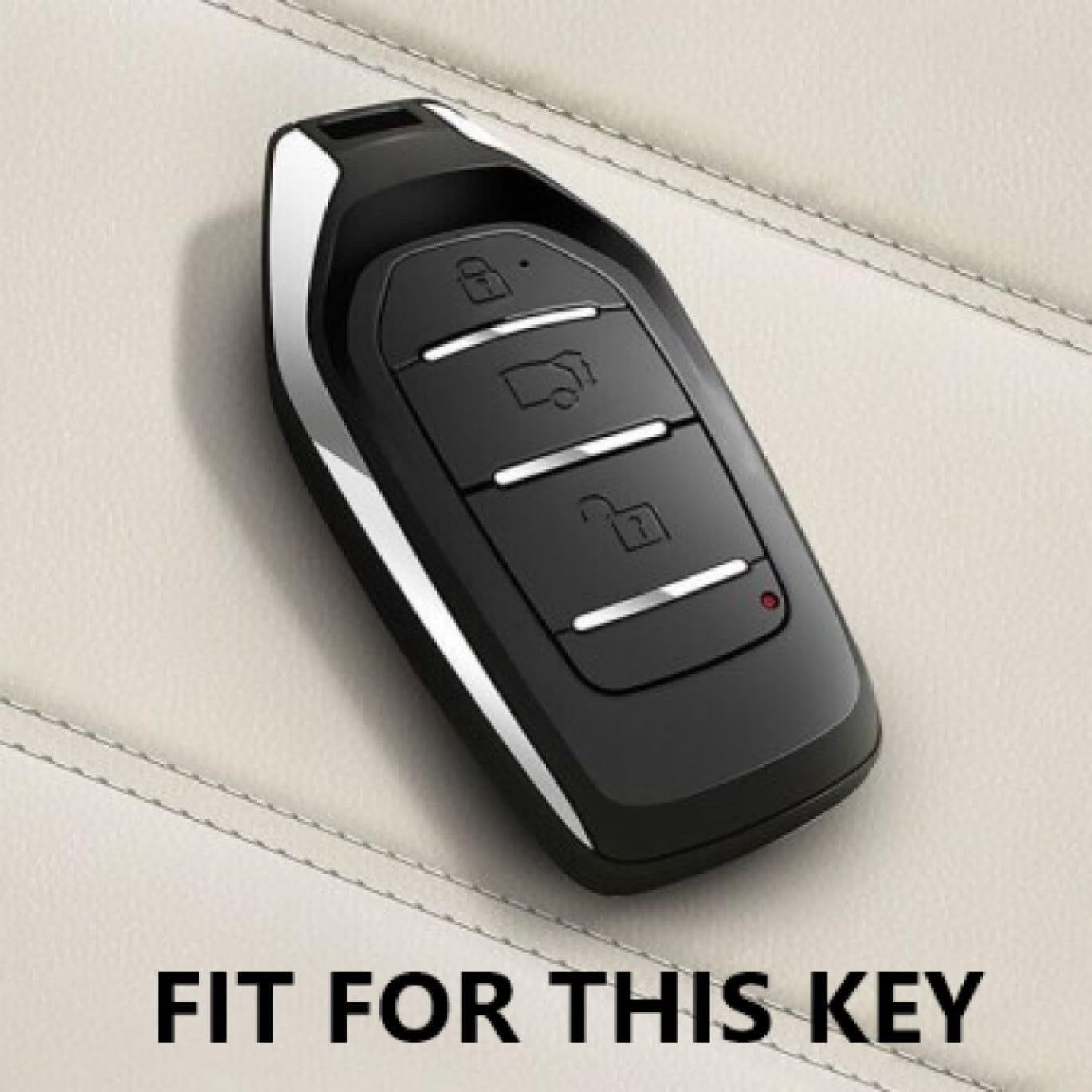 SHOPOFLUX Metal Key Cover Compatible with Mahindra XUV 500 Smart Key | Accessories (Black Brown Leather) Shopoflux