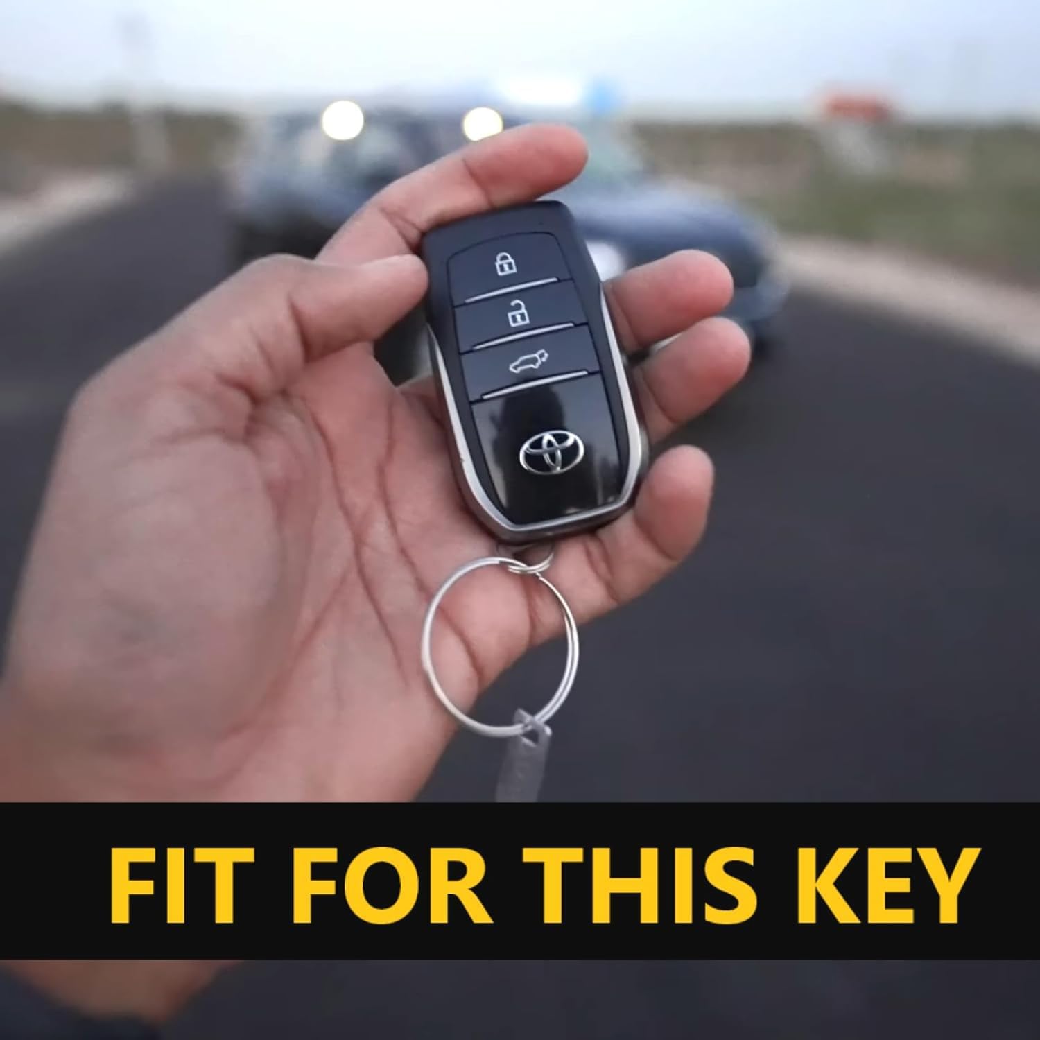 SHOPOFLUX Metal Key Cover Compatible with Toyota Fortuner | Fortuner Legender | Innova Hycross | Invicto 3 Button Smart Key (Metal Blue Silicone) (Copy) Shopoflux