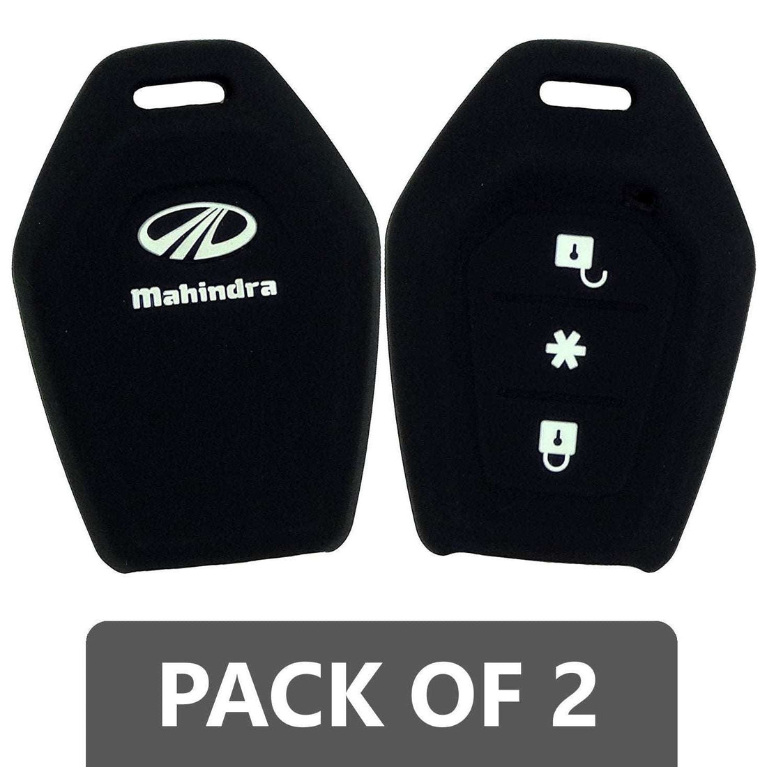 SHOPOFLUX Silicone Car Key Cover Compatible With Mahindra Tuv 300 Remote Key Pack Of 2 ,Black