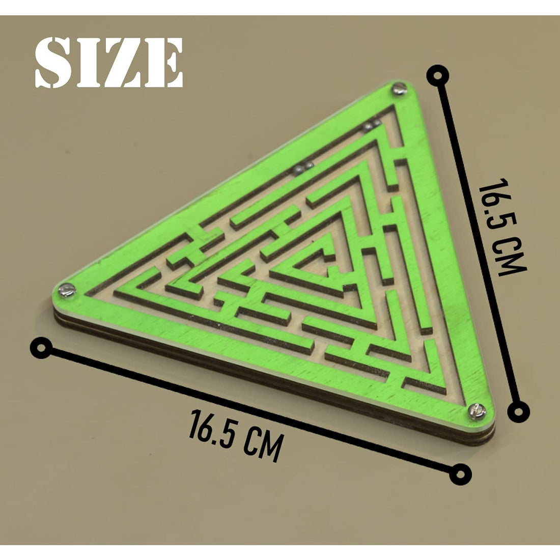 Shopoflux® Wooden Labyrinth Ball Game Toys Puzzle Gifts for Kids Young Adults | Memory Maze Ball Goli Board Game Triangle Green