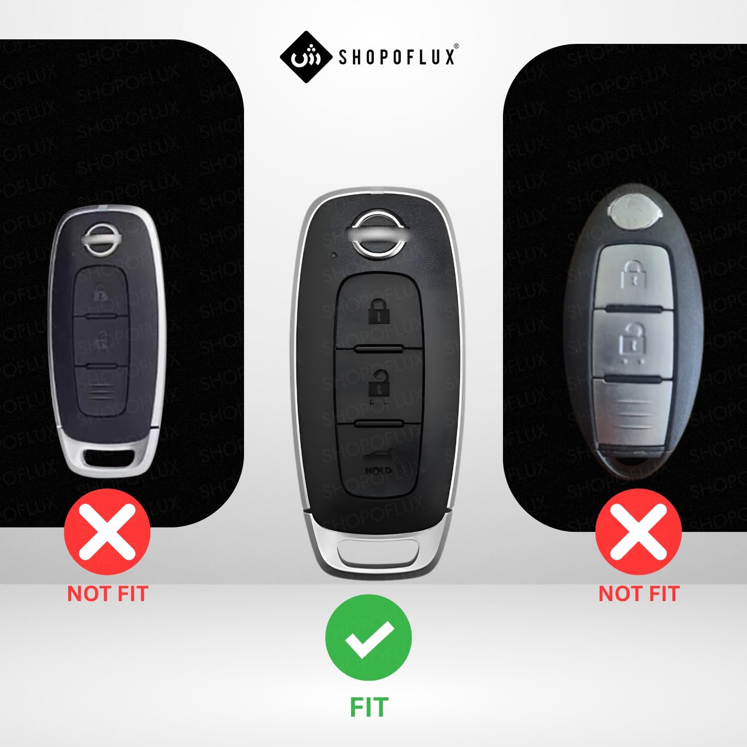 SHOPOFLUX Metal Key Cover Compatible with Nissan Magnite 3 button Smart Key (Black) (Pack of 1) Shopoflux