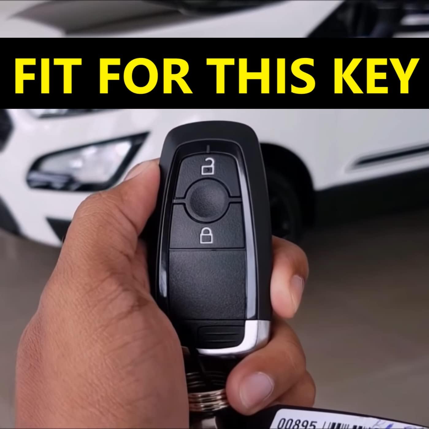 SHOPOFLUX Leather Key Cover Compatible with New Ford Ecosport Titanium 2 Button Smart Key
