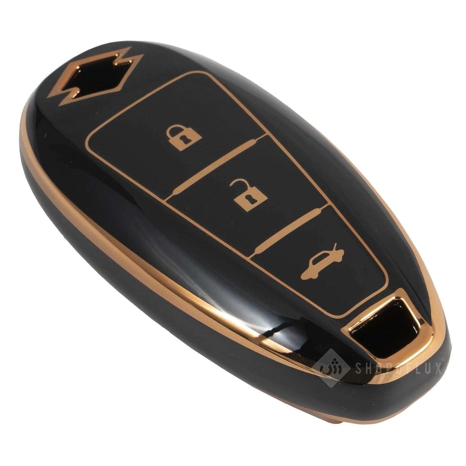 Shopoflux® TPU Key Cover Compatible with Baleno, Breeza, S Cross, Ciaz, Swift 3 Button Smart Key Black & White Pack 2