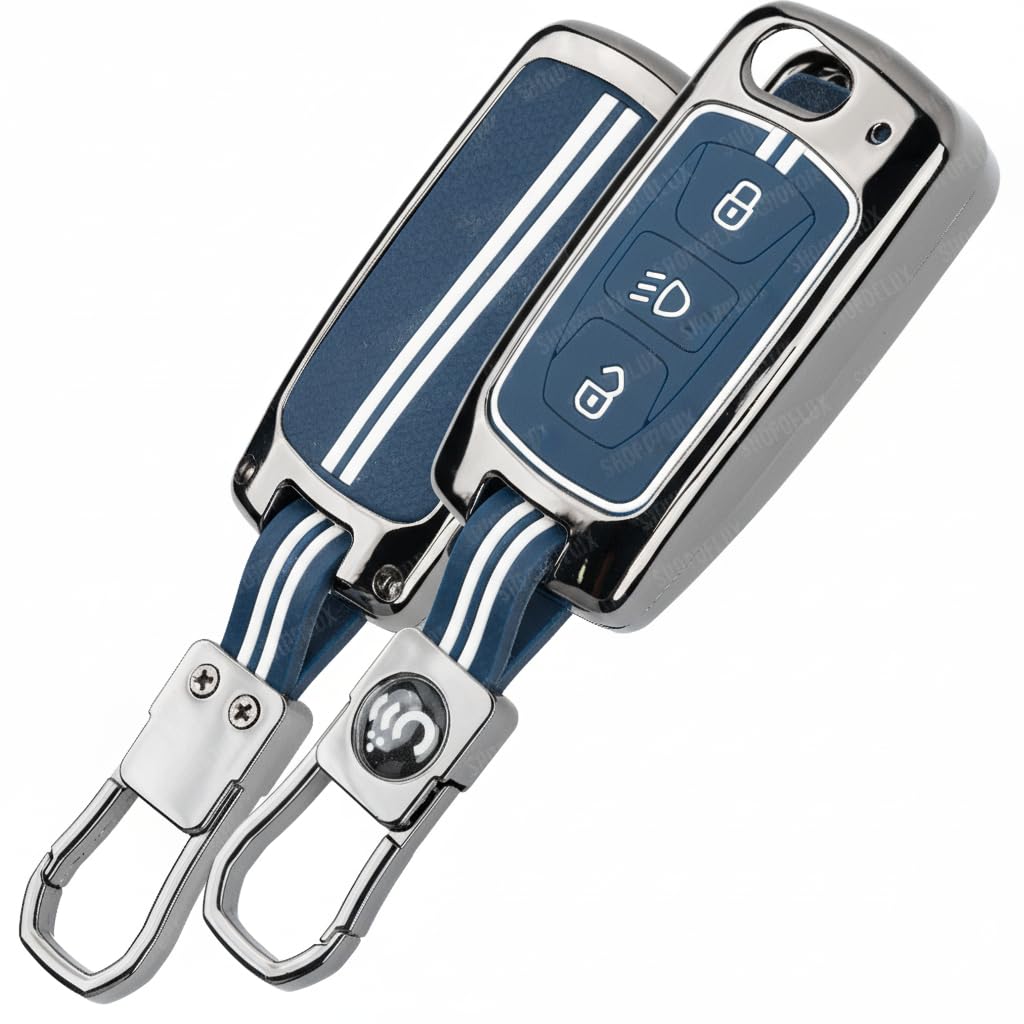 SHOPOFLUX Metal Key Cover Compatible with Tata Tiago | Nexon | Altroz | Curvv | Safari | Storme | Zest | Bolt | Tigor | Punch | Hexa 3 Button Flip Key Shopoflux