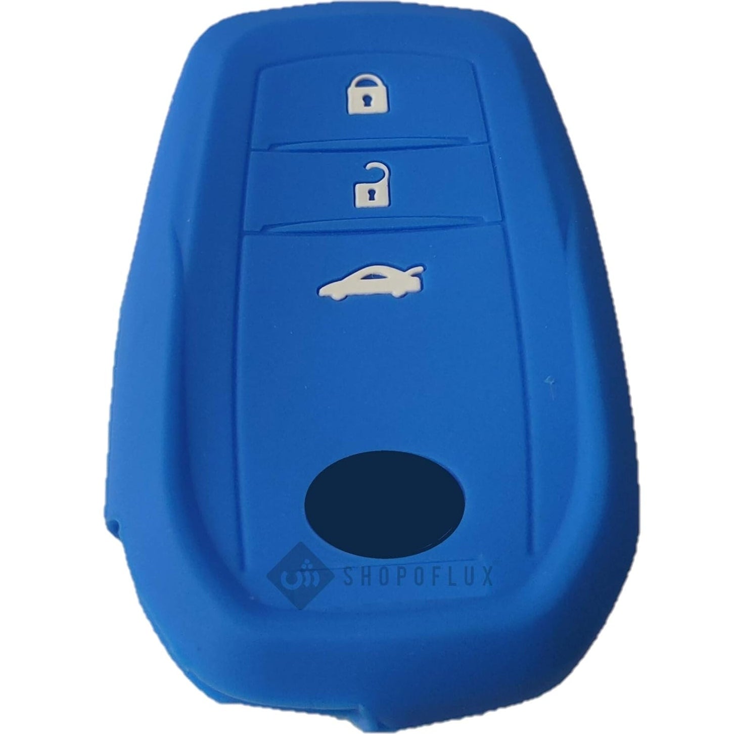 Shopoflux® Silicone Key Cover Smart Key Compatible with Fortuner 3 Button Pack of 2 Blue
