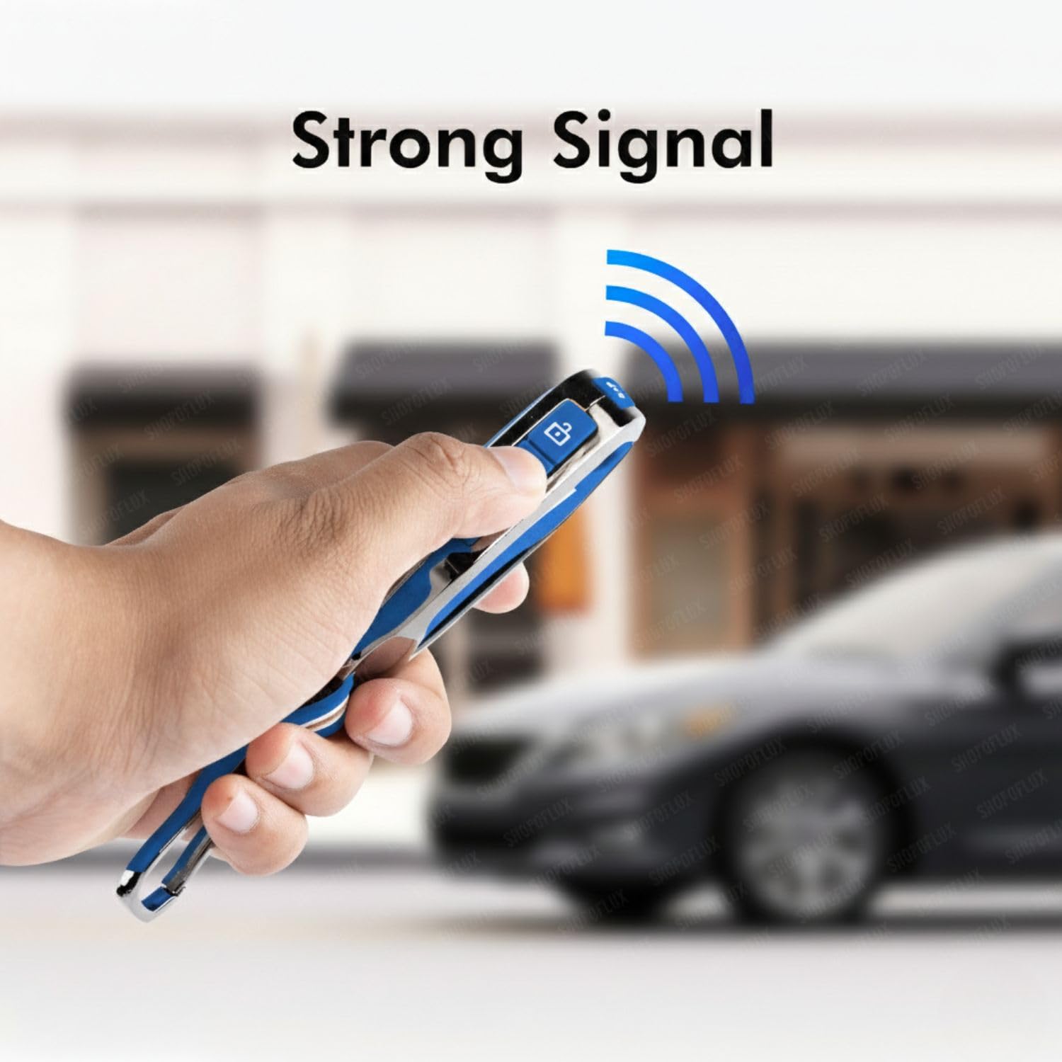 SHOPOFLUX Metal Key Cover Compatible with Kia Syros, Seltos, EV6 EV9 4 Button Smart Key (Metal Blue Silicone) Shopoflux