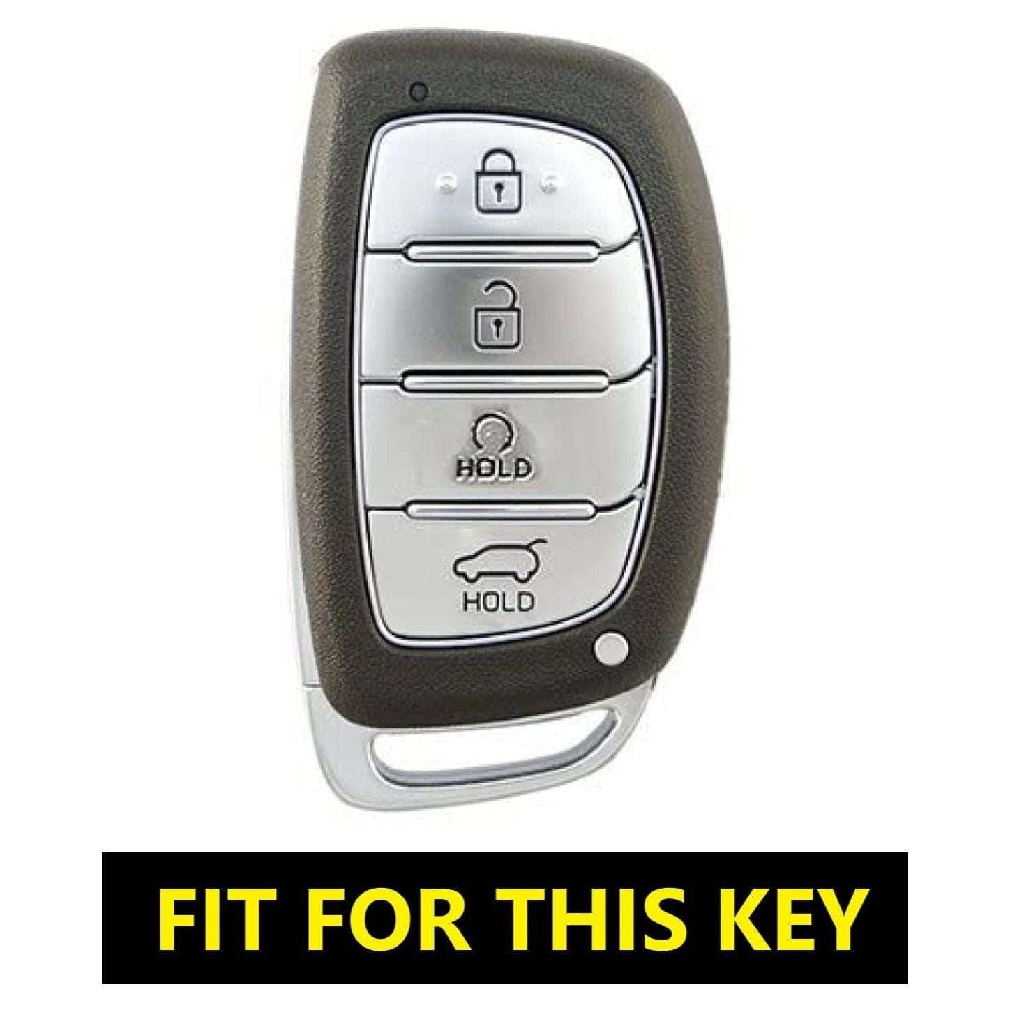SHOPOFLUX Metal TPU Key Cover Compatible for Hyundai Alcazar and Creta ev Car 4 Button Smart Key