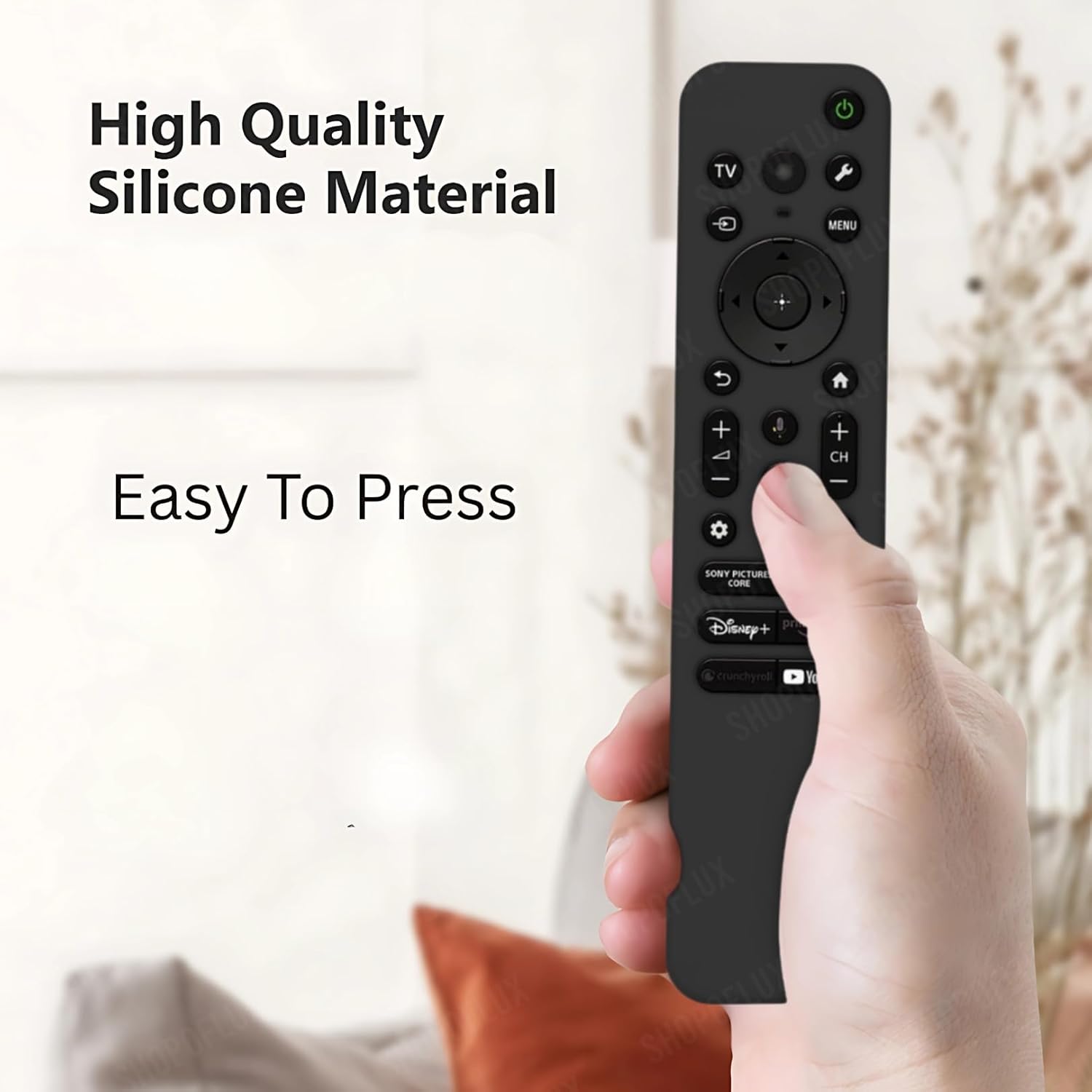 SHOPOFLUX Silicone TV Remote Cover Compatible with Sony Bravia Smart Tv Voice Remote Protective case (Black) Shopoflux