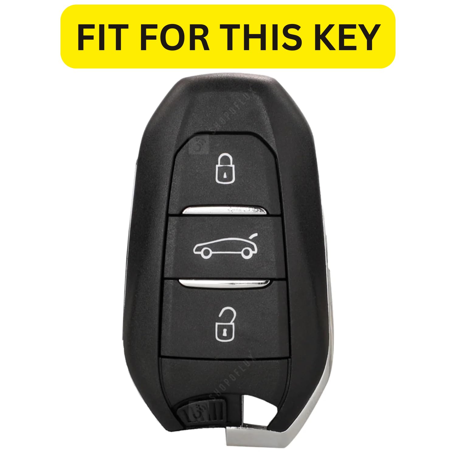 SHOPOFLUX Metal Car Key Cover Competible for Citroen C5 Aircross 3 Button Smart Key Shopoflux