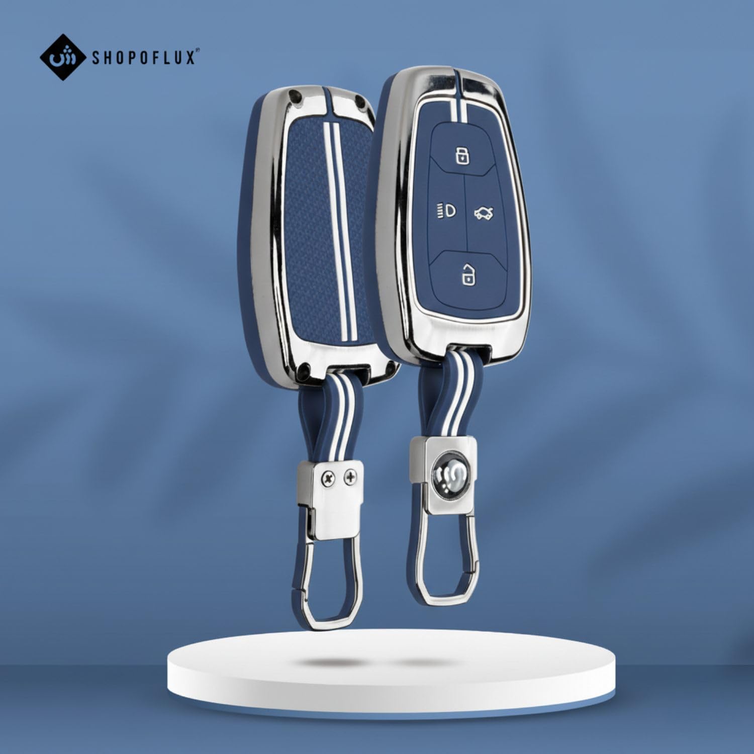 SHOPOFLUX Key Cover Compatible with Tata Nexon | Harrier | Safari | Altroz | Tigor | EV | Punch | Tiago EV Electric 4 Button Smart Key Shopoflux