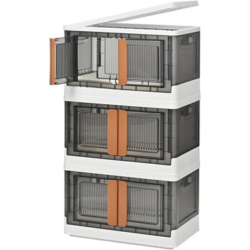 SHOPOFLUX Foldable Plastic Cupboard for Clothes Storage | Versatile Storage Cabinet for Bedroom, Kitchen, Living Room, and Office | Durable ABS Material | Stackable Wardrobe Organizer 3