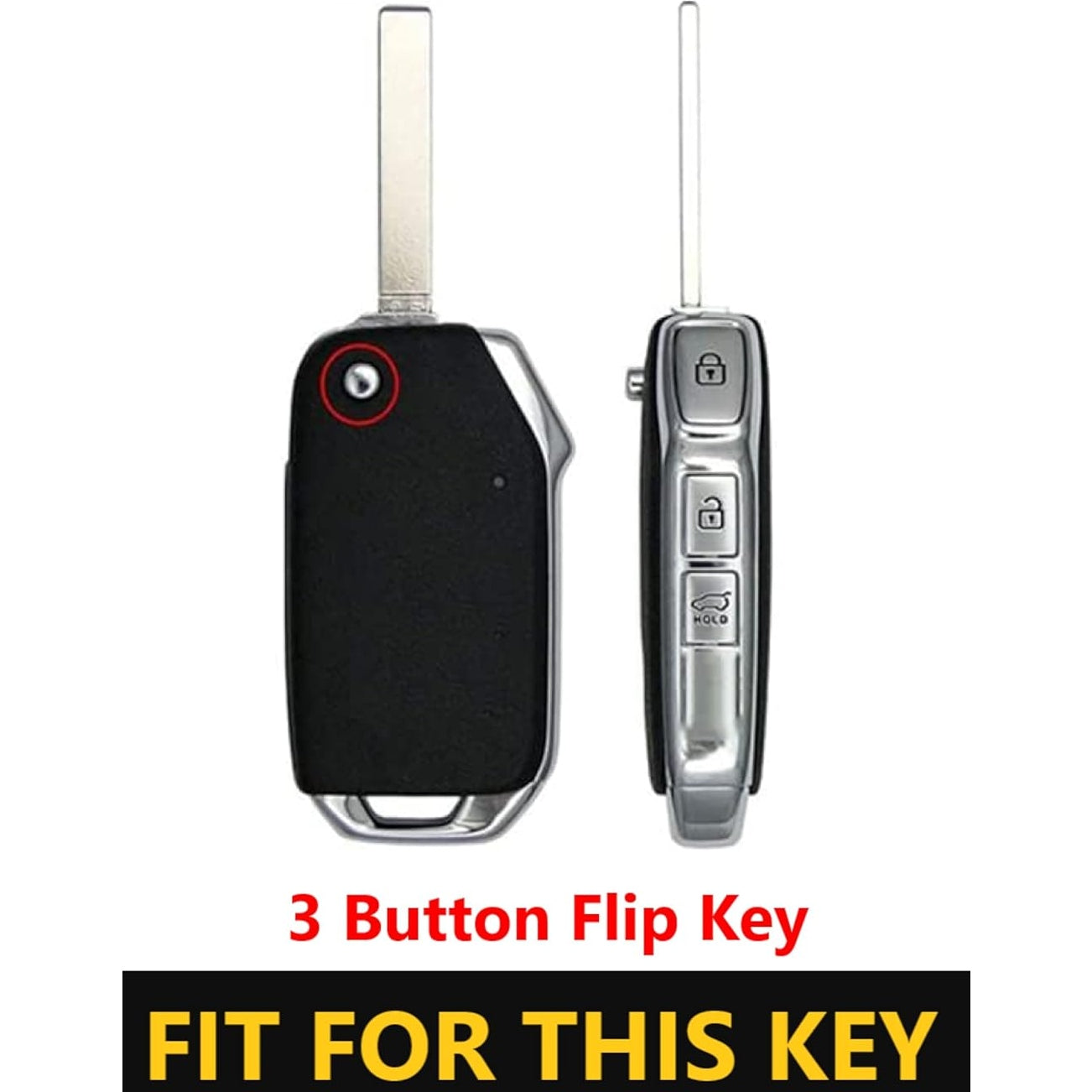 SHOPOFLUX TPU Key Cover Compatible with Kia Seltos2025HTE,syros 3 Button Flip Key Black Black
