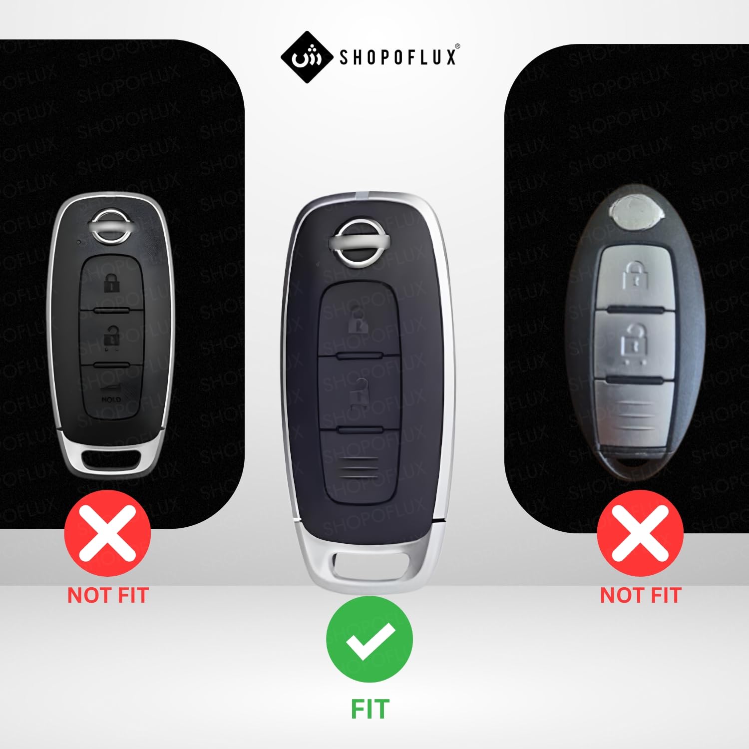 SHOPOFLUX Metal Key Cover Compatible with Nissan Magnite 2 Button Smart Key (Black) (Pack of 1) Shopoflux