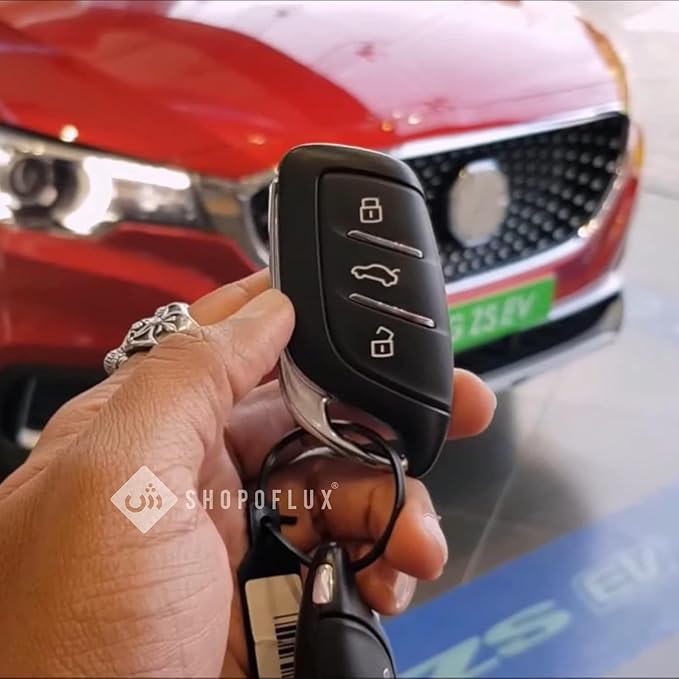 SHOPOFLUX Metal Key Cover Compatible with MG ZS EV Electric | Astor 3 Button Smart Key (Metal Silicone Brown) Shopoflux