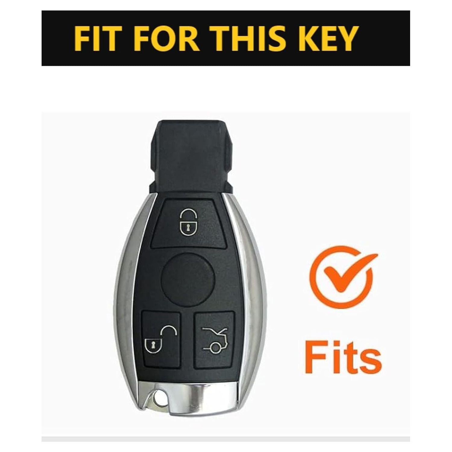 SHOPOFLUX Metal Car Key Cover Compatible for Mercedes Benz C E M S CLS CLK GLK GLC G Class 3 Button Smart Key - Black