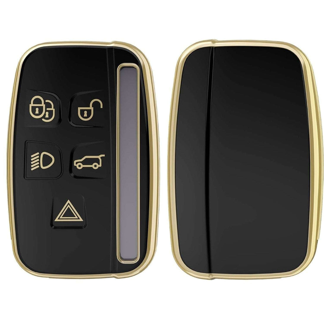 SHOPOFLUX TPU Car Key Cover Compatible for Jaguar &amp; Range Rover Evoque Velar Discovery LR4 Land Rover Sport XF XJ XE F-PACE F-Type 5 Button Smart Key - Black