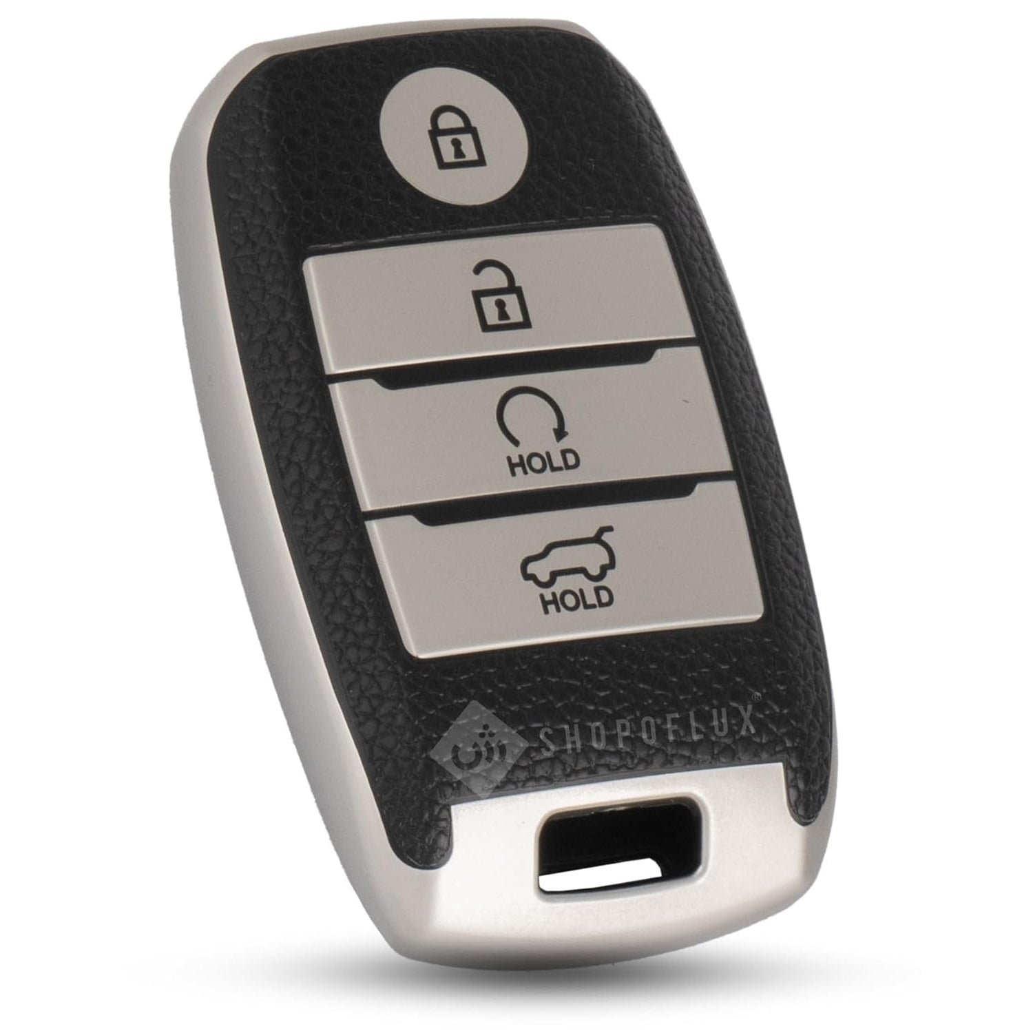 SHOPOFLUX TPU Leather Key Cover Compatible with Kia Seltos | Sonet | Carens 4 Button Smart Key
