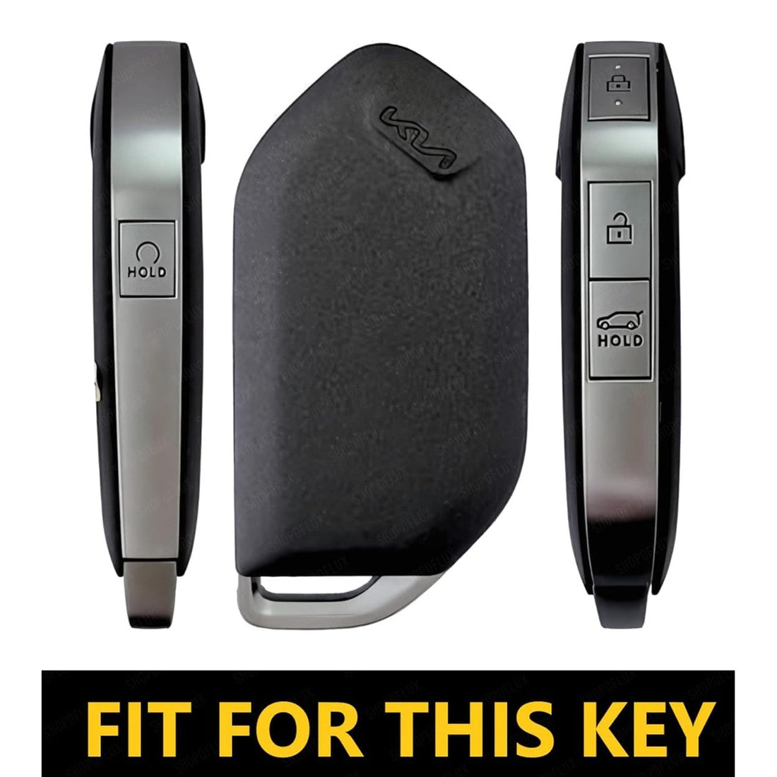SHOPOFLUX Metal Key Cover Compatible with Kia Syros, EV6 EV9, Seltos 4 Button Smart Key (Metal Brown Silicone) Shopoflux
