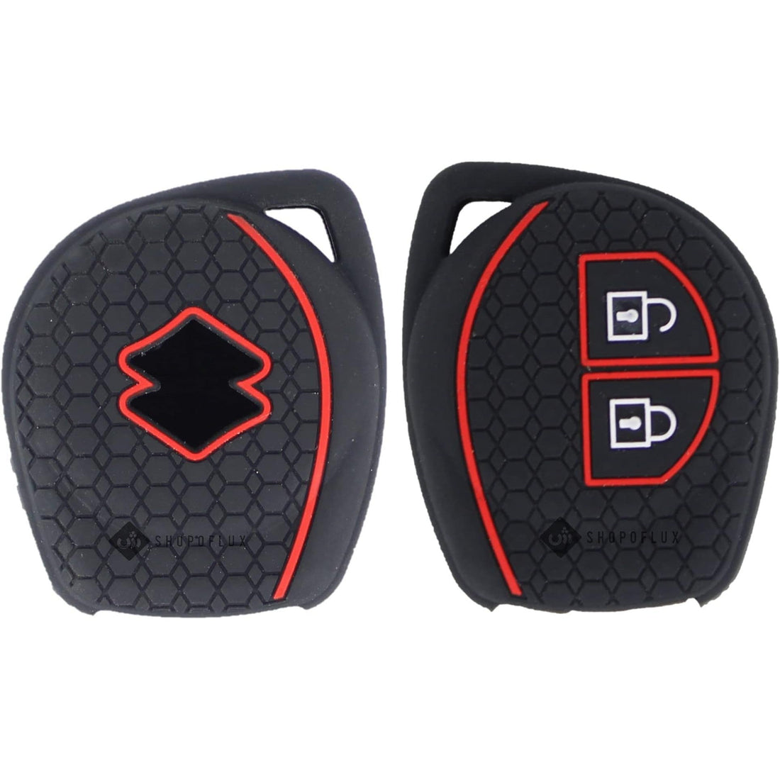 Shopoflux® Silicone Key Cover Compitable with Swift | Wagonr | Celerio | Swift Dzire | Alto | Fronx | Breza | S Presso | Ignis 2 Button Remote Key Black 1